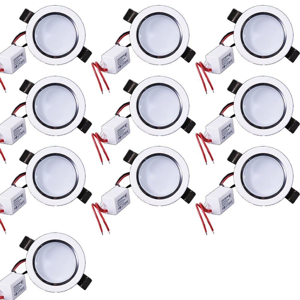 10pcs Pack 3w Dimmable LED Ceiling Lights, Warm White, with Transformer, 3 Inch