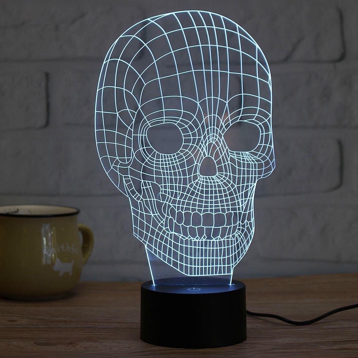 Scary Skull 3D Illusion Lamp Led Night Light with 7 Colors Flashing & Touch Switch USB Powered Bedroom Desk Lamp for Kids Gifts Halloween Decoration