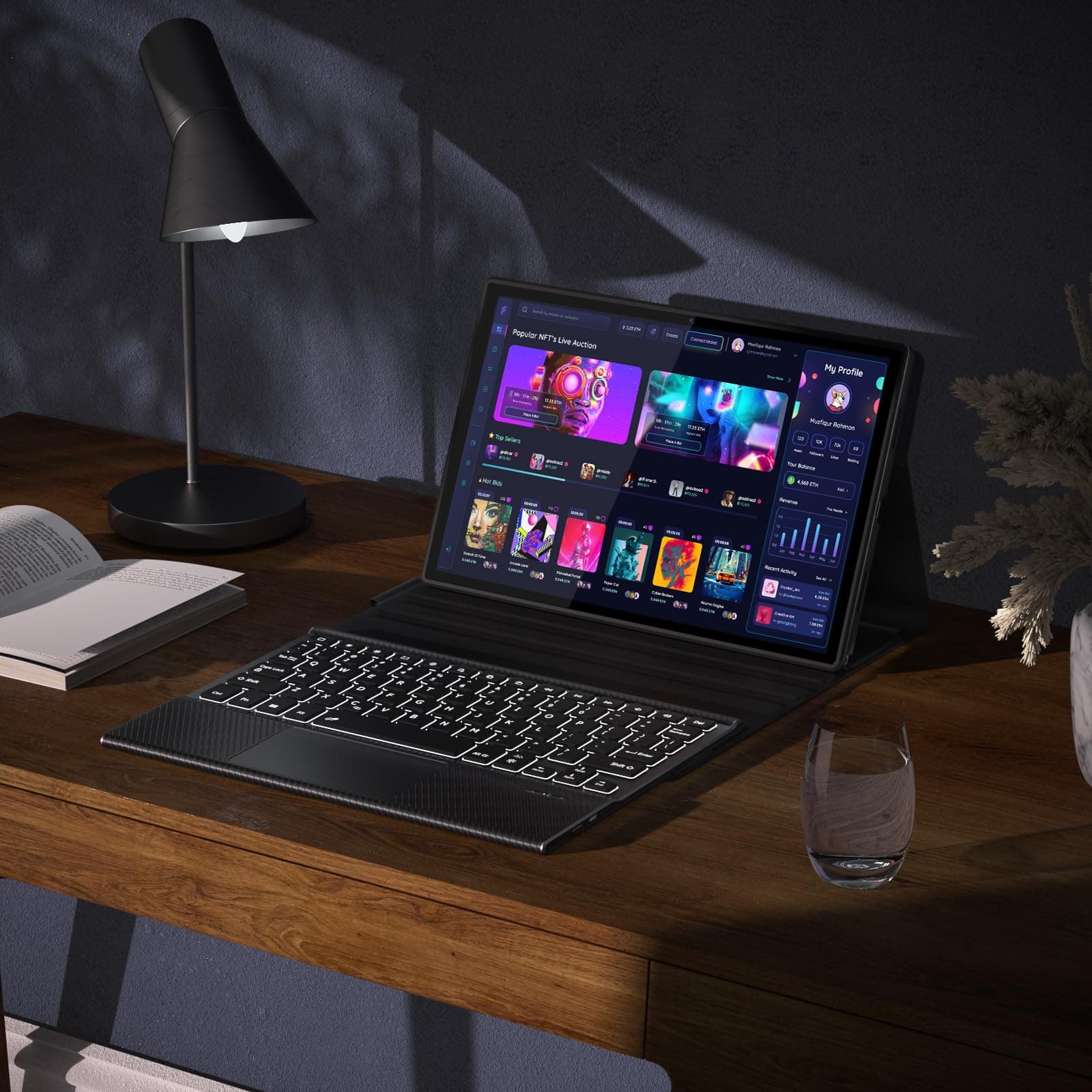 Bluetooth Keyboard Case Touch for Google Pixel Tablet 11" 2023, Supports Official Charging Dock,Google Pixel Tablet Keyboard Rechargeable with 7-Color Backlit and Trackpad, Black