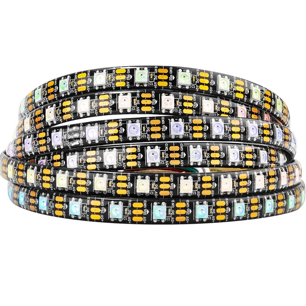 WS2812B 16.4ft 5m 60LEDs/Pixels/m Individually Addressable 5050SMD LED Strip Black PCB Full Color Flexible LED Pixel Strip Dream Color IP65 Waterproof DC5V for Indoor Lighting