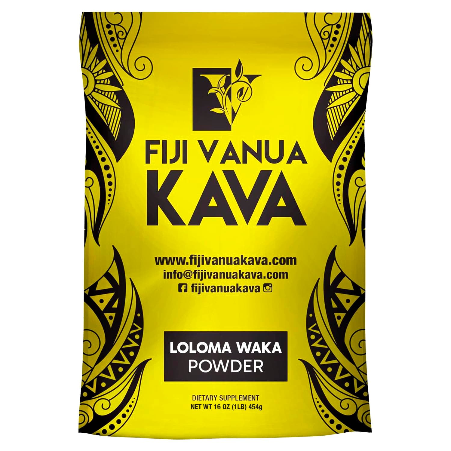 Fiji Vanua Kava Premium Loloma Waka Kava Root Powder, Made From Noble Root Powder With Sun-dried Lateral Roots, Medium Grind for Easy Prep, Kava for Smooth & Delicious Taste, 1 lb