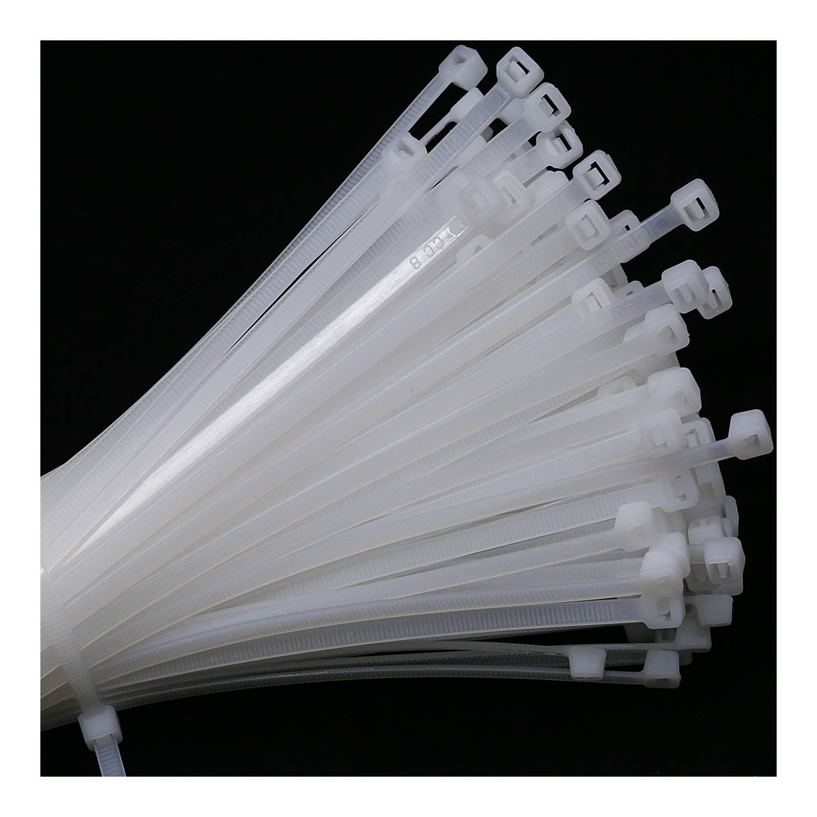 MgcTolBox 250 Pack White Cable Ties 12", Clear Plastic Zip Ties, Self-Locking Nylon Zip Ties 300 x 4.8 mm | White