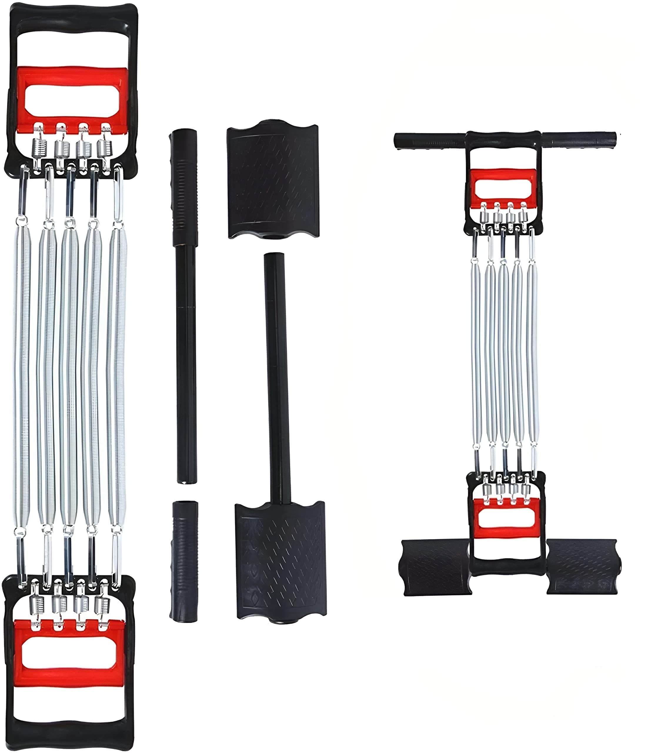 Drivemo® 2 in 1 Chest Expander, Hand Gripper Arm Pull Bar Arm Muscle Chest Exercise, Chest Arm Expander for Men with 5 Springs Max Expand Length-120cm