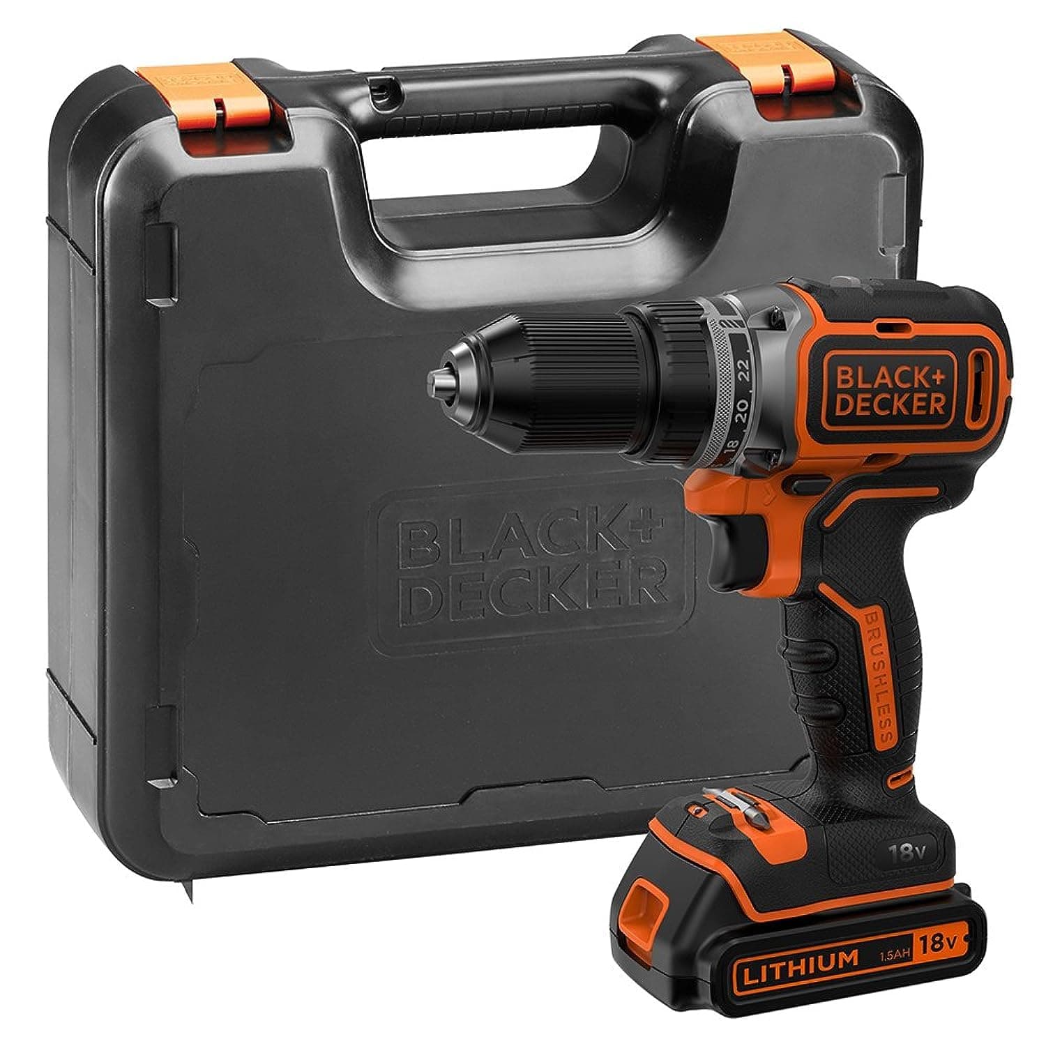 BLACK+DECKER 18 V Brushless Drill Driver Power Tool with Kitbox, 1.5 Ah Lithium-Ion Battery, BL186K-GB