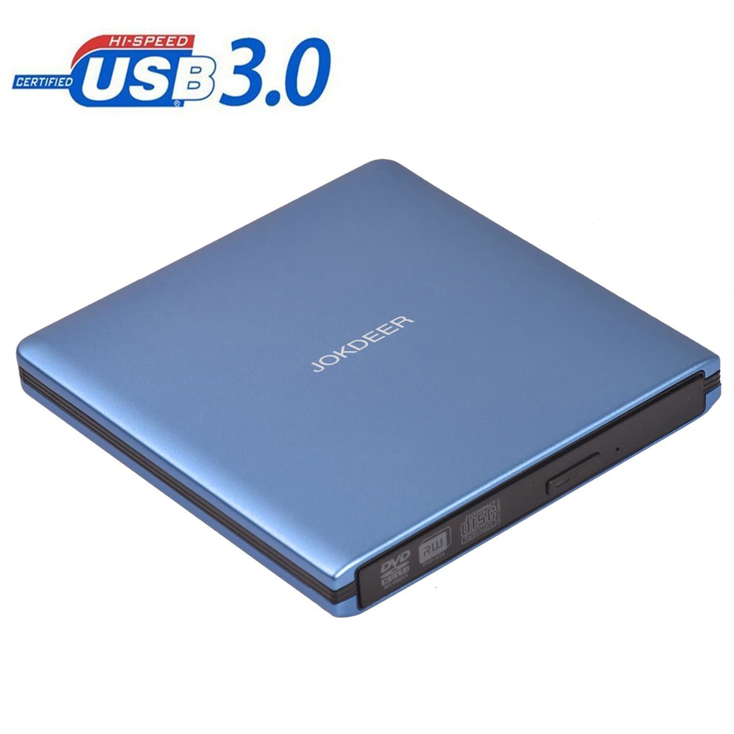 External DVD Drive,USB 3.0 CD/DVD RW Rewriter Burner All-aluminum Ultra Slim Portable DVD Burner for Laptop and Desktop PC Windows and Linux OS Apple Mac Macbook Pro（Sky blue)
