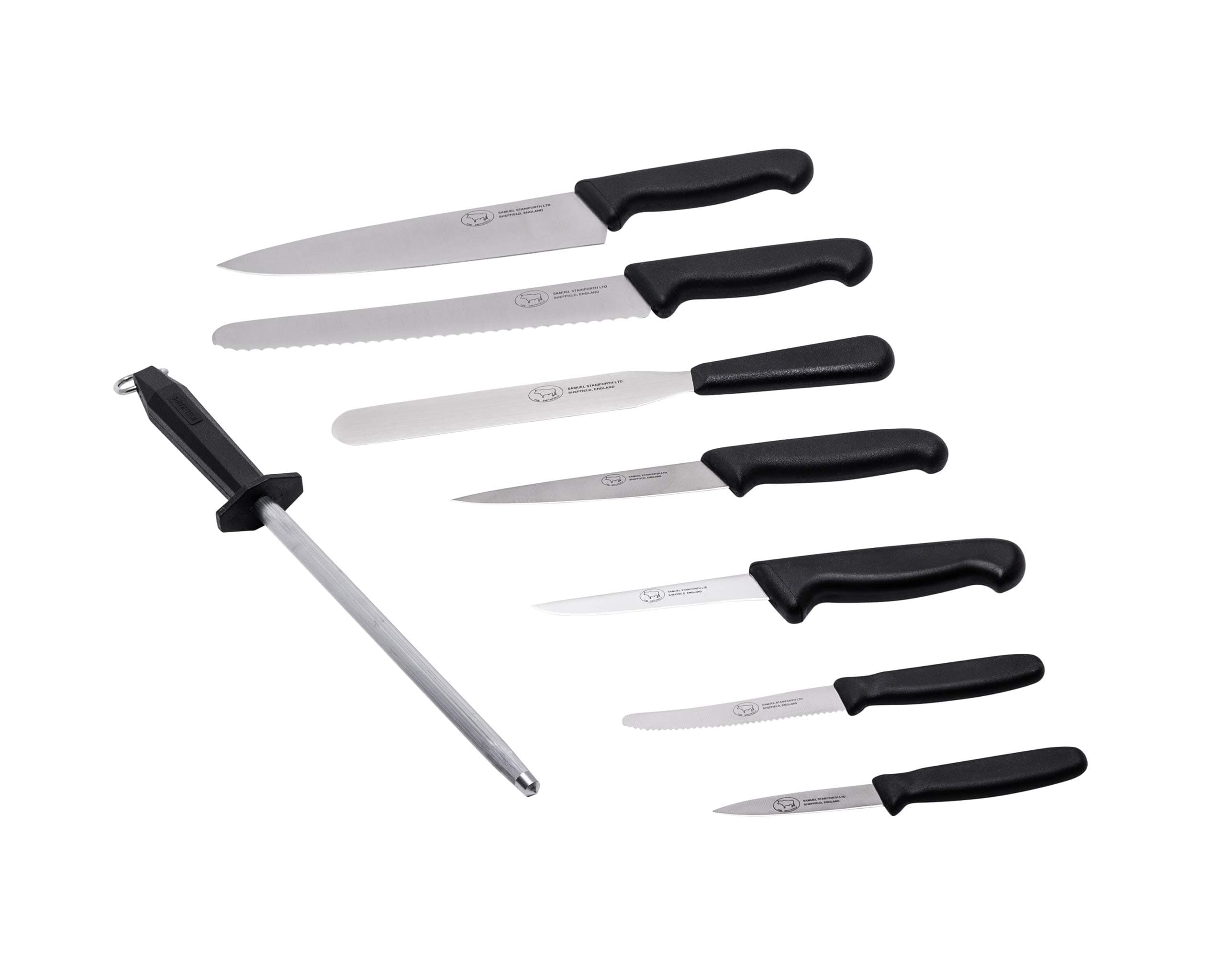 Samprene, 8 Piece Chef Knife Set-Black, Polyproplene