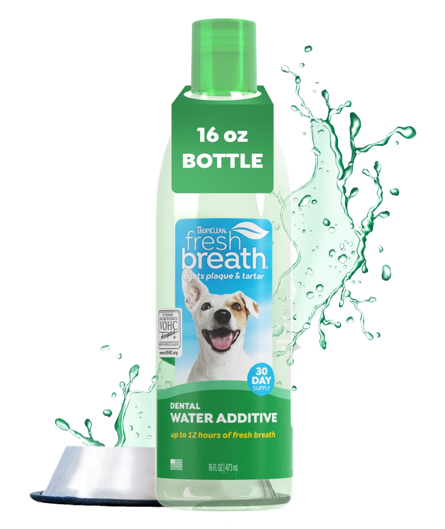 Fresh Breath Dog Teeth Cleaning – Dental Care for Bad - Freshener Water Additive Mouthwash Helps Remove Plaque Off Dogs Teeth, Original, 473ml