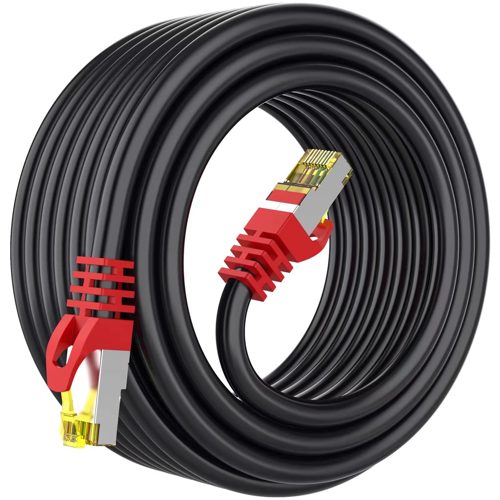 Cat 8 Ethernet Cable 25 ft,1.5ft 6ft 10ft 20ft 25ft 30ft 75ft 100ft 150ft 200ft Heavy Duty High Speed Network Internet Cable,26AWG 40Gbps 2000Mhz,S/FTP Indoor&Outdoor Shielded LAN Cable