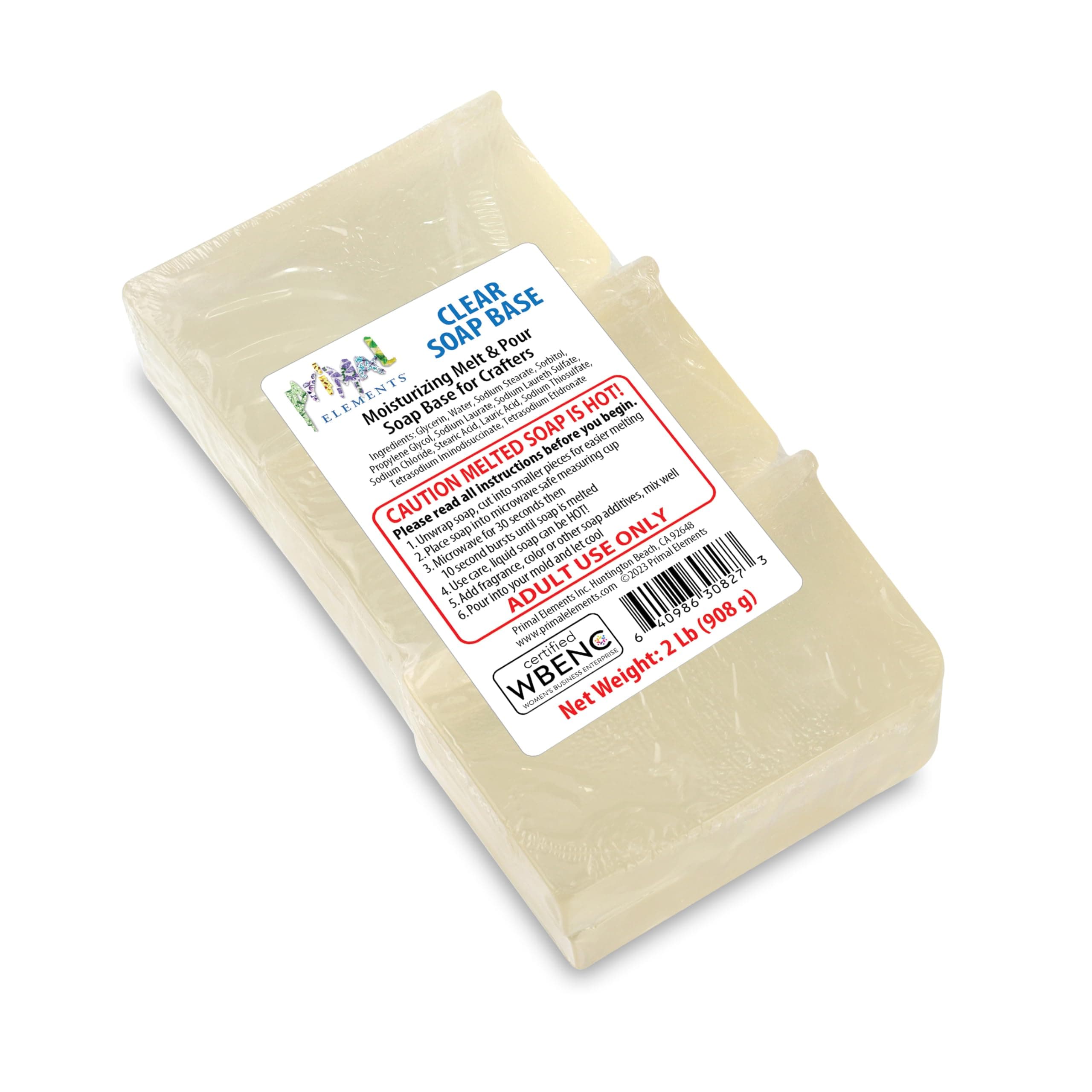 Clear Soap Base - Moisturizing Melt and Pour Glycerin Soap Base for Crafting and Soap Making, Vegan, Cruelty Free, Easy to Cut, Unscented - 2 Pound