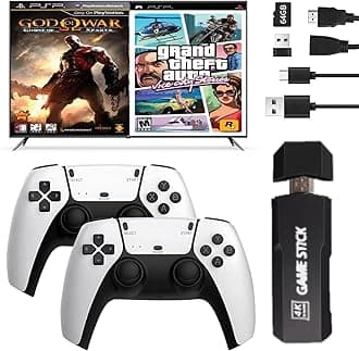 Upgrade 8k Game Stick Compatiable with God of War/COD/Tekken3/Tekken 5/Smackdown/GTA/30000+Games Plug and Play Games Video Game for Childern Retro Game Adults Gift Pack of 1