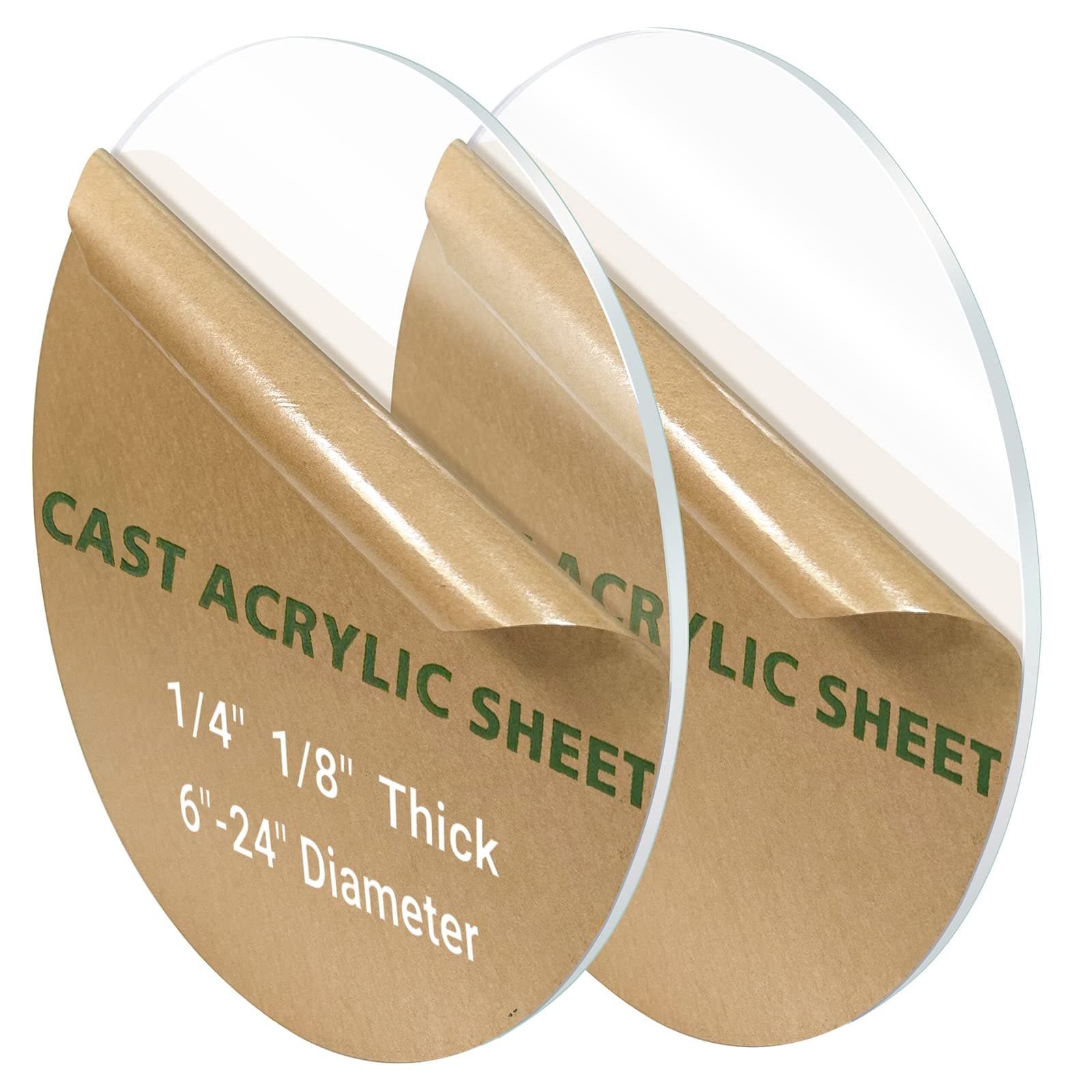 2 Pieces 1/4" Round Plexiglass Sheet, 12 Inch Diameter Clear Acrylic Circle, Cake Disk Acrylic Sheet, Plexiglass Table Top, Round Acrylic Backdrop