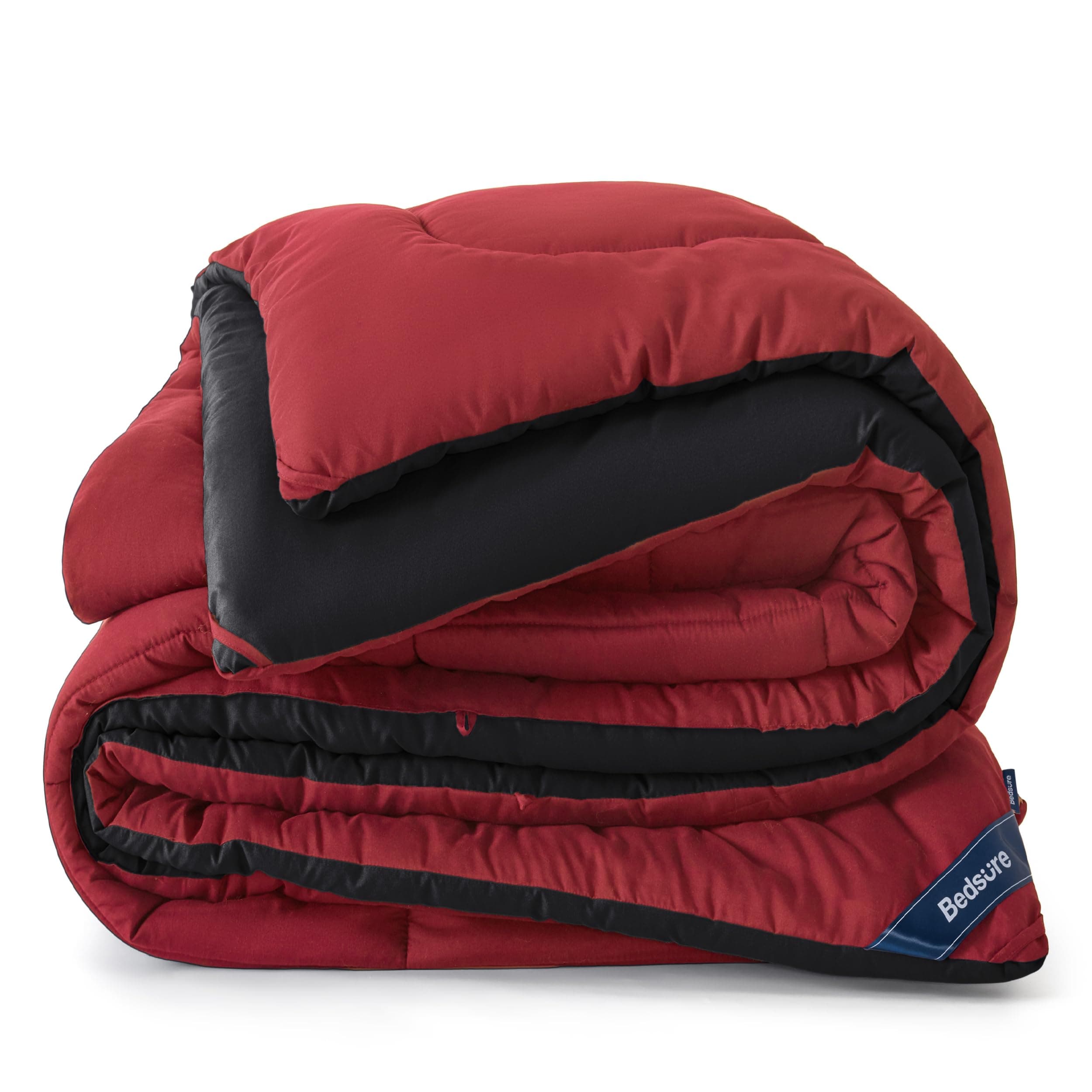 Bedsure Comforters Twin Size -Duvet Insert Black/Red Down Alternative Comforter Quilted All Season Duvet with Tabs-Machine Washable-Gifts for Women(Black/Red,Twin 88x68)