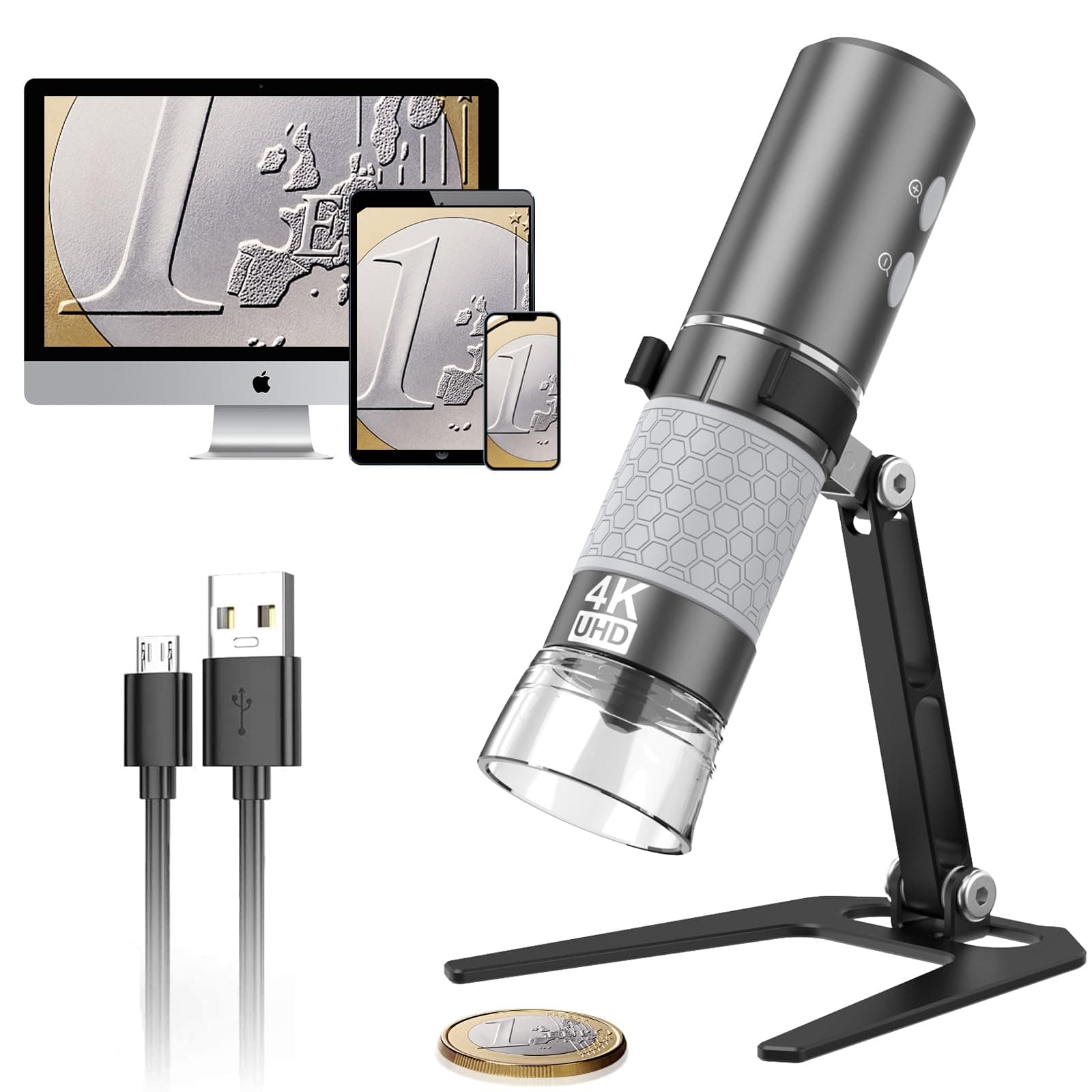 4K HD Wi-Fi Wireless Digital Microscope Camera Magnifier, Compatible for iPhone, iPad, Android Phones and PC