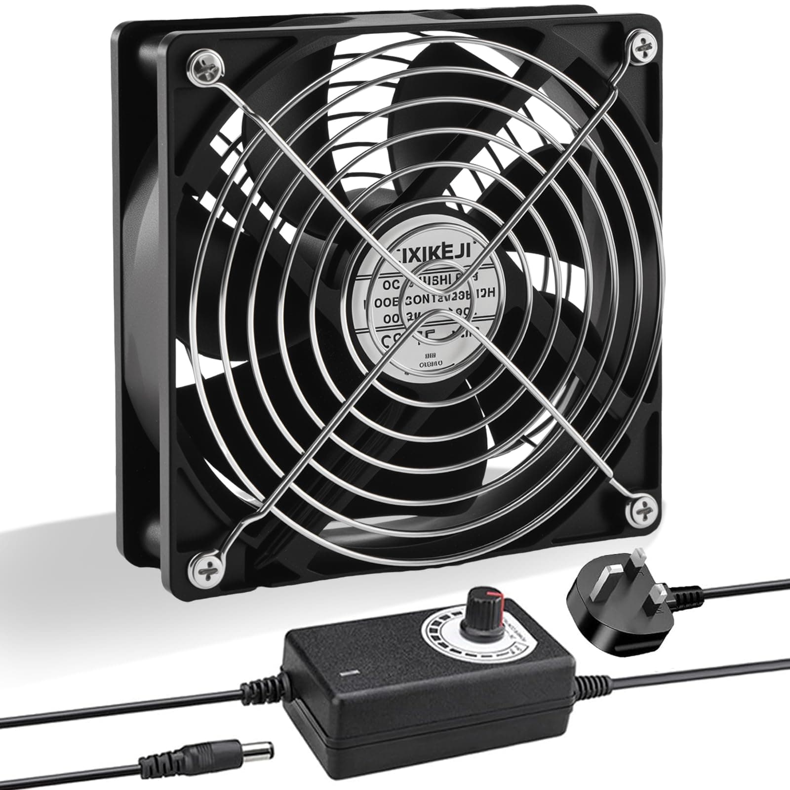 Joycabin 120mm Computer Fan, Computer Cooling Fan with AC Plug 220V PC Fan DC 4V 5V 12V Adjustable Speed Brushless Cooling Fans for PC, Computer, Server Cabinet, TV Box, AV Cabinet, Router