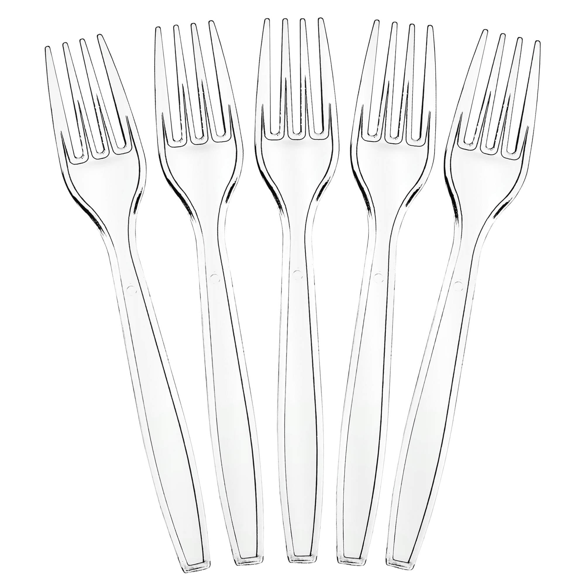 Generic CRF01 Clear Reusable Forks | Heavy Duty Clear Fork (Pack of 50) Tableware and Dinnerware, Transparent