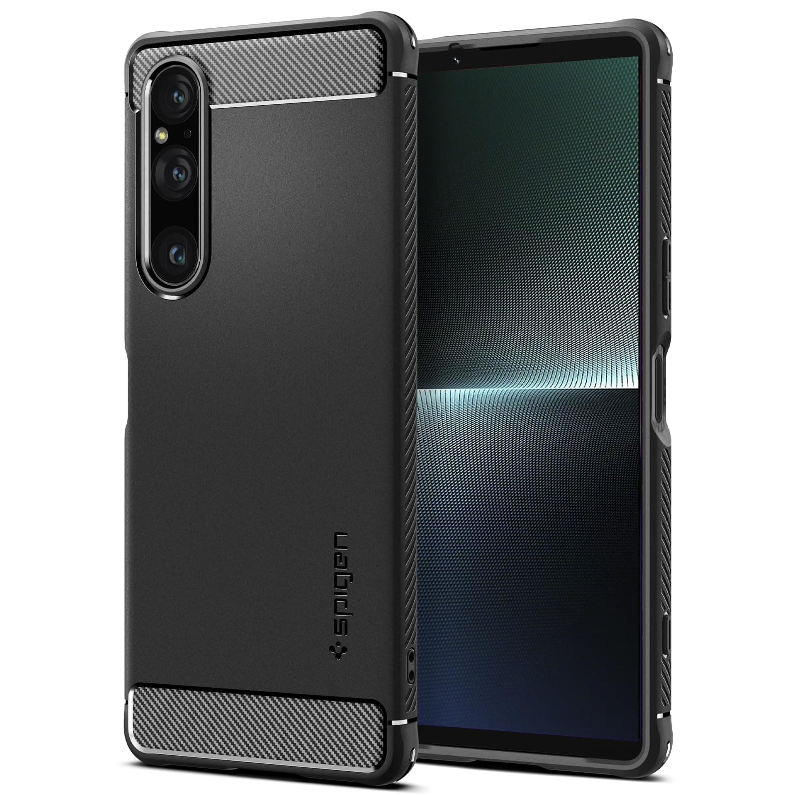 Spigen Xperia 1 V Case, TPU [SO-51D] Strap, Soft Case, US Military MIL Certified, Shockproof, Shock Absorbing, Scratch Resistant, Camera Protection, Qi Charging, Wireless Charging, Rugged Armor