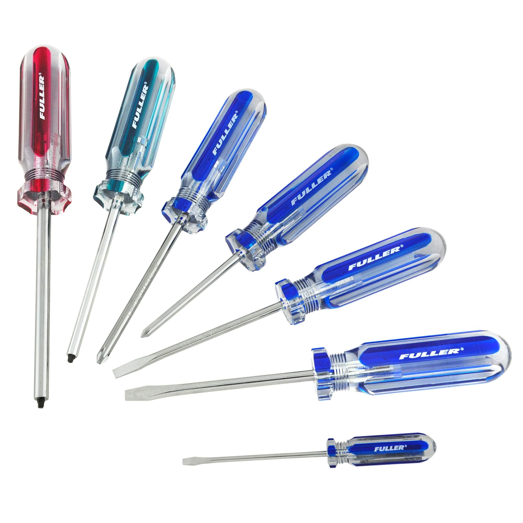 Fuller Tool 111-3000 7-Piece PRO 300 Screwdriver Set - screwdriver kit long screwdrivers phillips mechanics flat head long flathead Slotted square