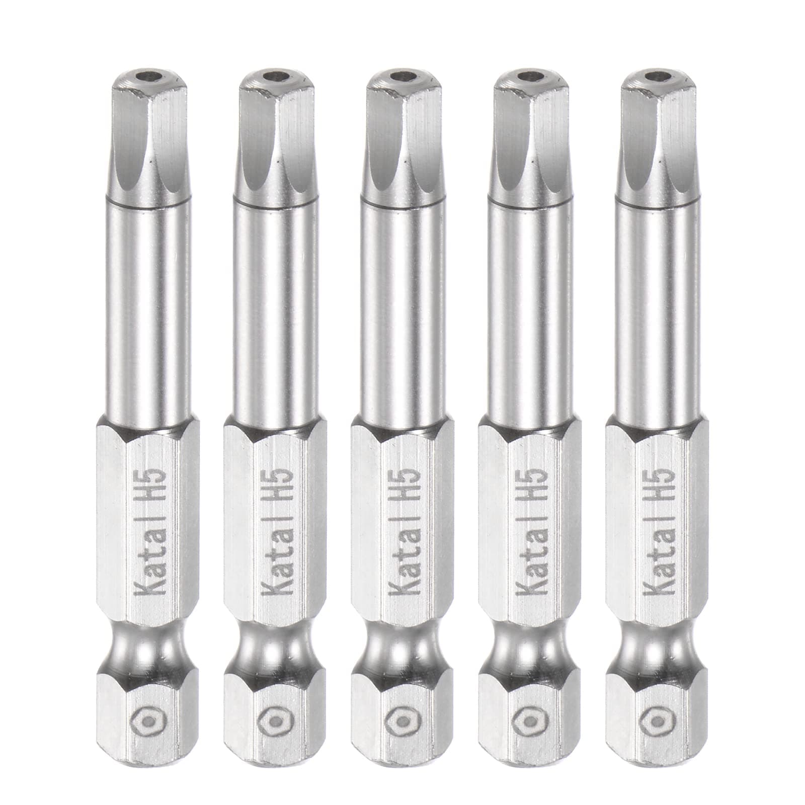 sourcing map 5pcs H5 Pentagon Screwdriver Bit 1/4" Hex Shank 2" Length Magnetic Security Screw Driver Power Tool