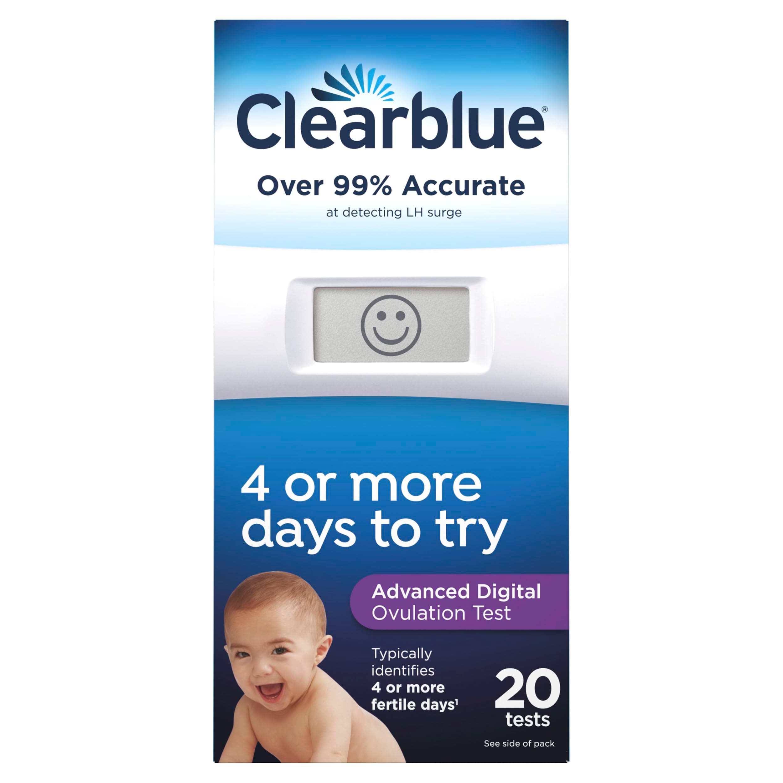 Clearblue Advanced Digital Ovulation Test, Home LH Ovulation Test Kit, 20 Ct