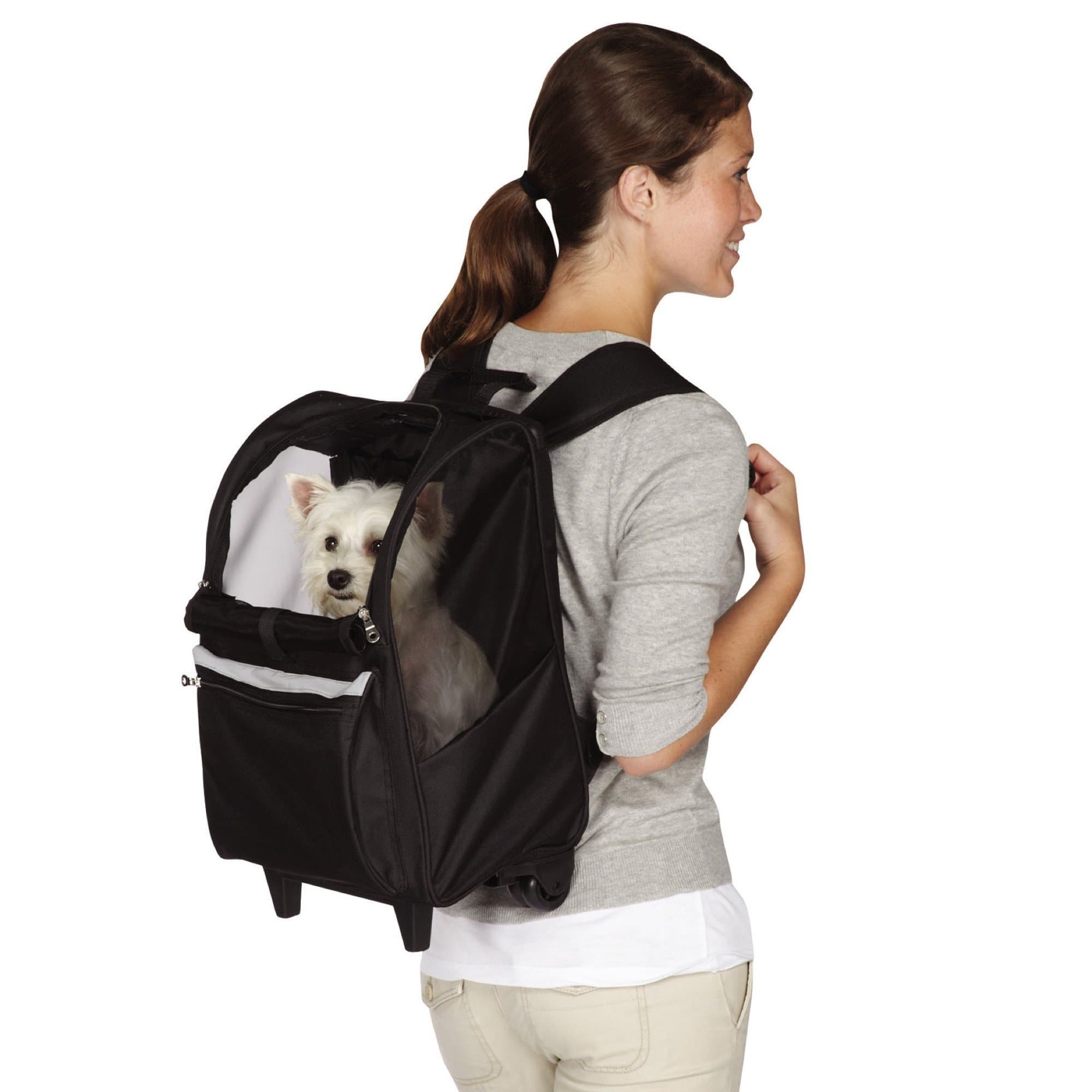 East Side Collection On-the-Go Rolling Backpacks — Convenient and Versatile Carriers for Small Dogs and Cats, Black