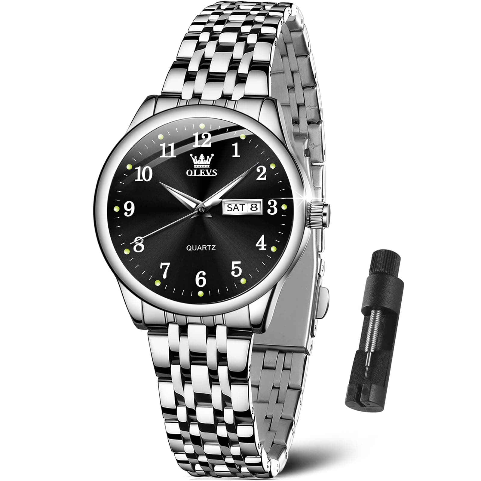 Luxury Ladies Watches,Women's Watch with Day and Date,Female Watch for Small Wrist,Gold Stainless Steel Watches for Women,Easy Read Ladies Wrist Watches Waterproof(Adjustable Strap