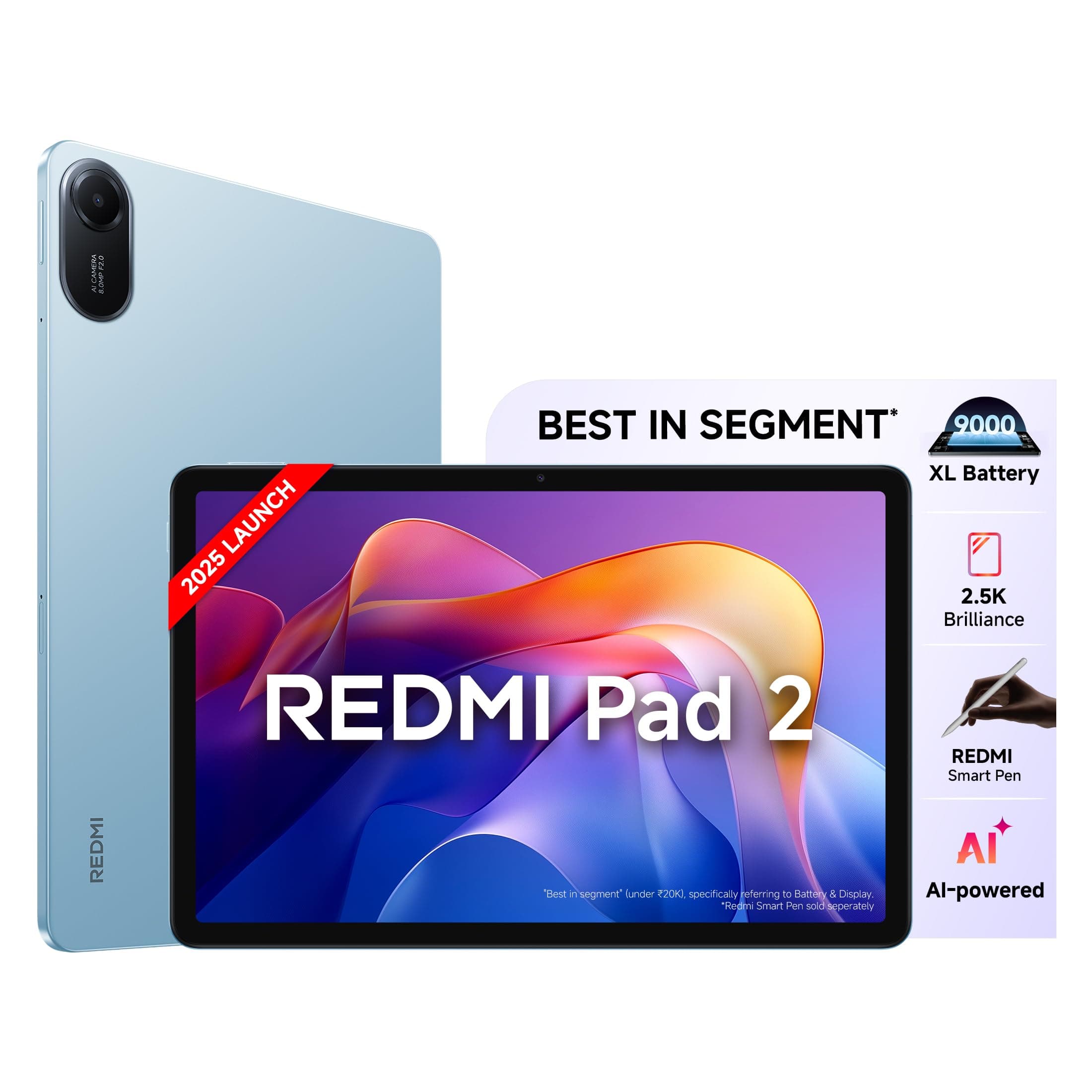 - Pad 2, WiFi Active Pen Support, 27.94Cm(11") Model, 2.5K Sharp & Clear Display, 4GB, 128GB, All Day & More 9000Mah Battery, AI-Enabled, Dolby Atmos, Hyperos 2, Sky Blue