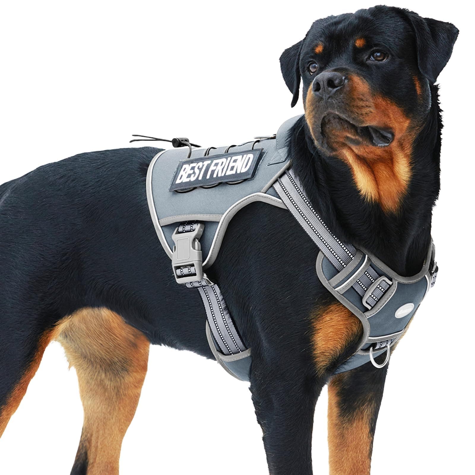 Tactical Dog Harness for Large Dogs No Pull Adjustable Pet Harness Reflective K9 Working Training Easy Control Pet Vest Military Service Dog Harnesses Grey XL