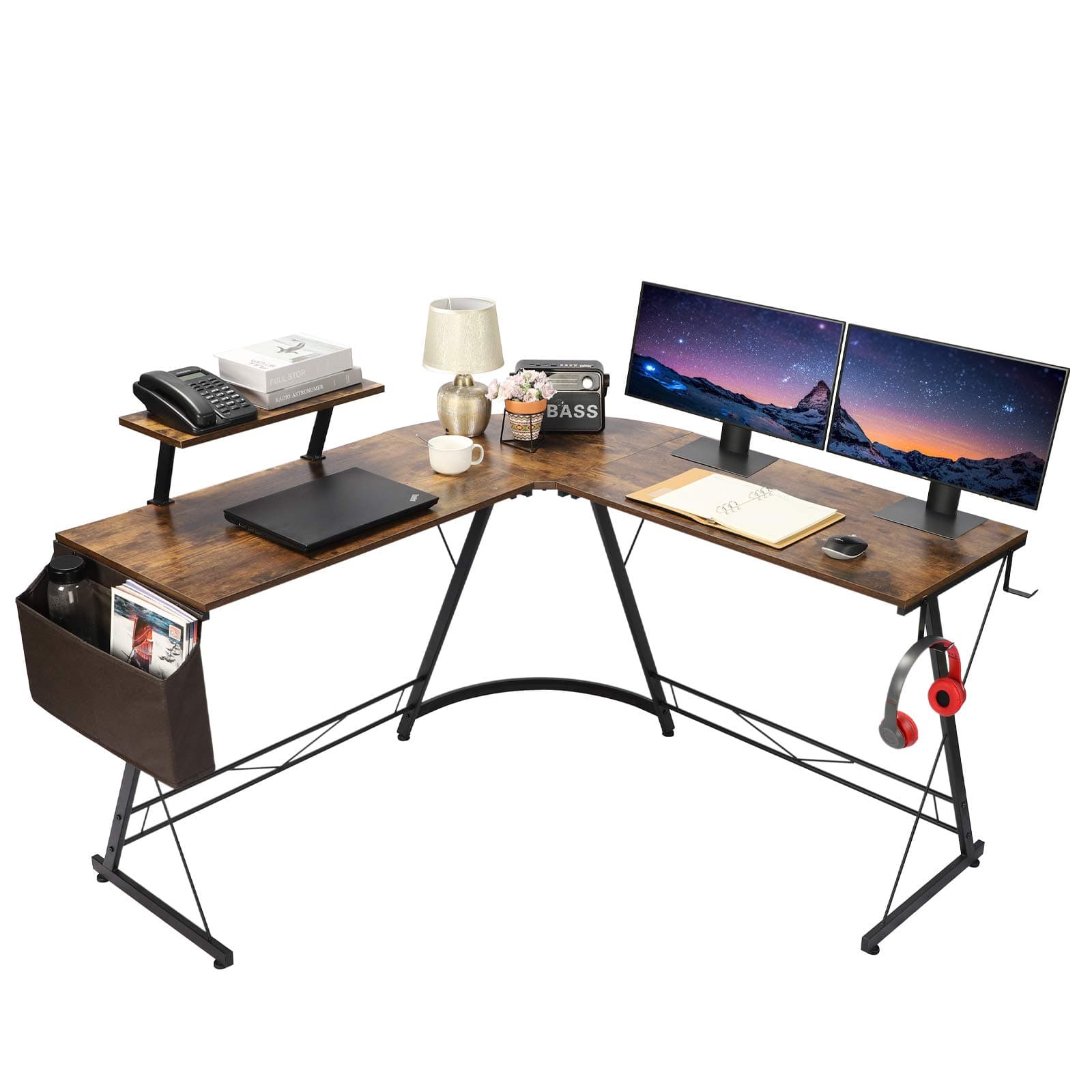 L-Shaped Computer Desk, K Knowbody Home Office Computer Desk 50.8" Working Gaming Desk for Home for Small Space, Sturdy Writing Table Workstation, Space-Saving, Easy to Assemble(Vintage)