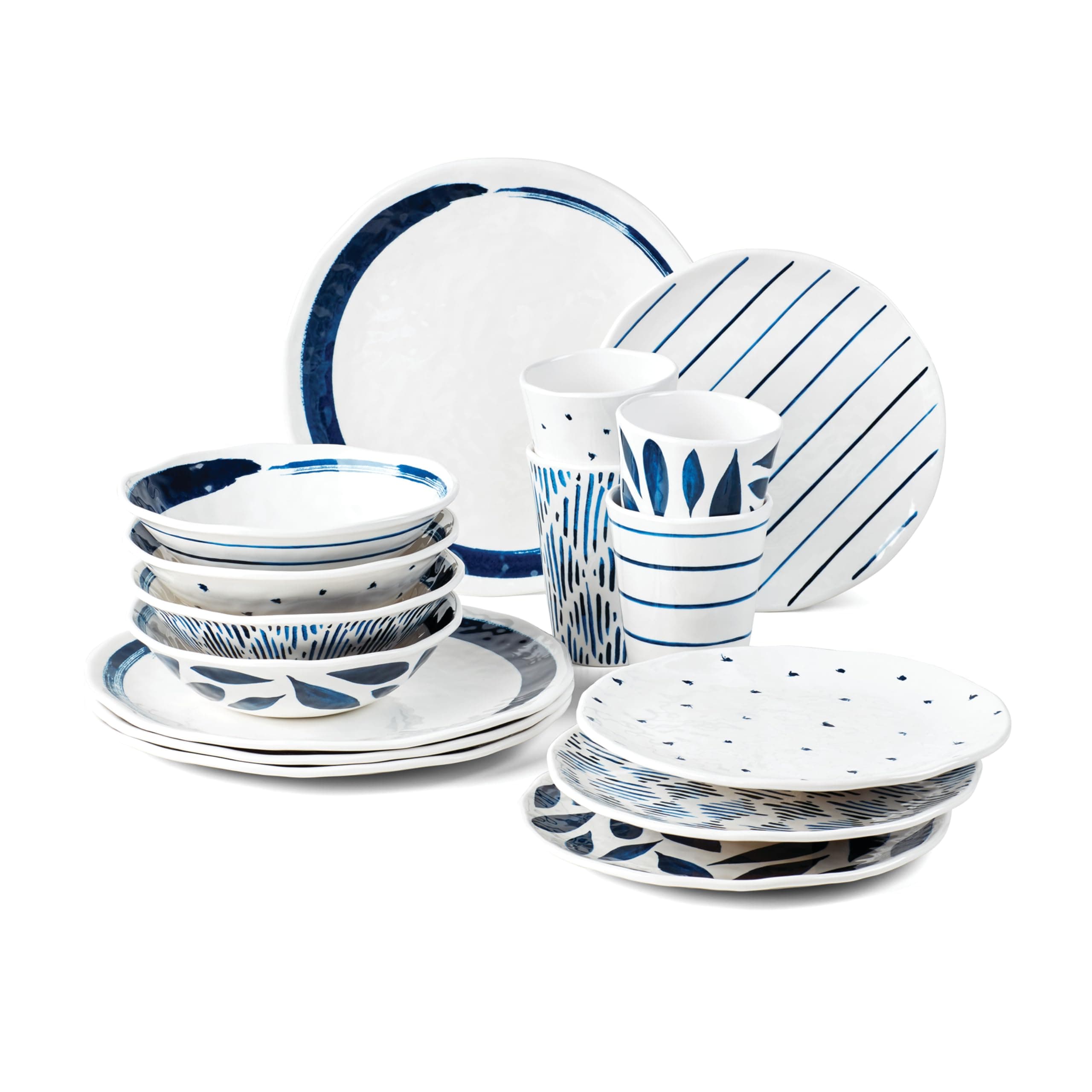 Blue Bay Melamine 16-Piece Dinnerware Set, 8.60, Multi