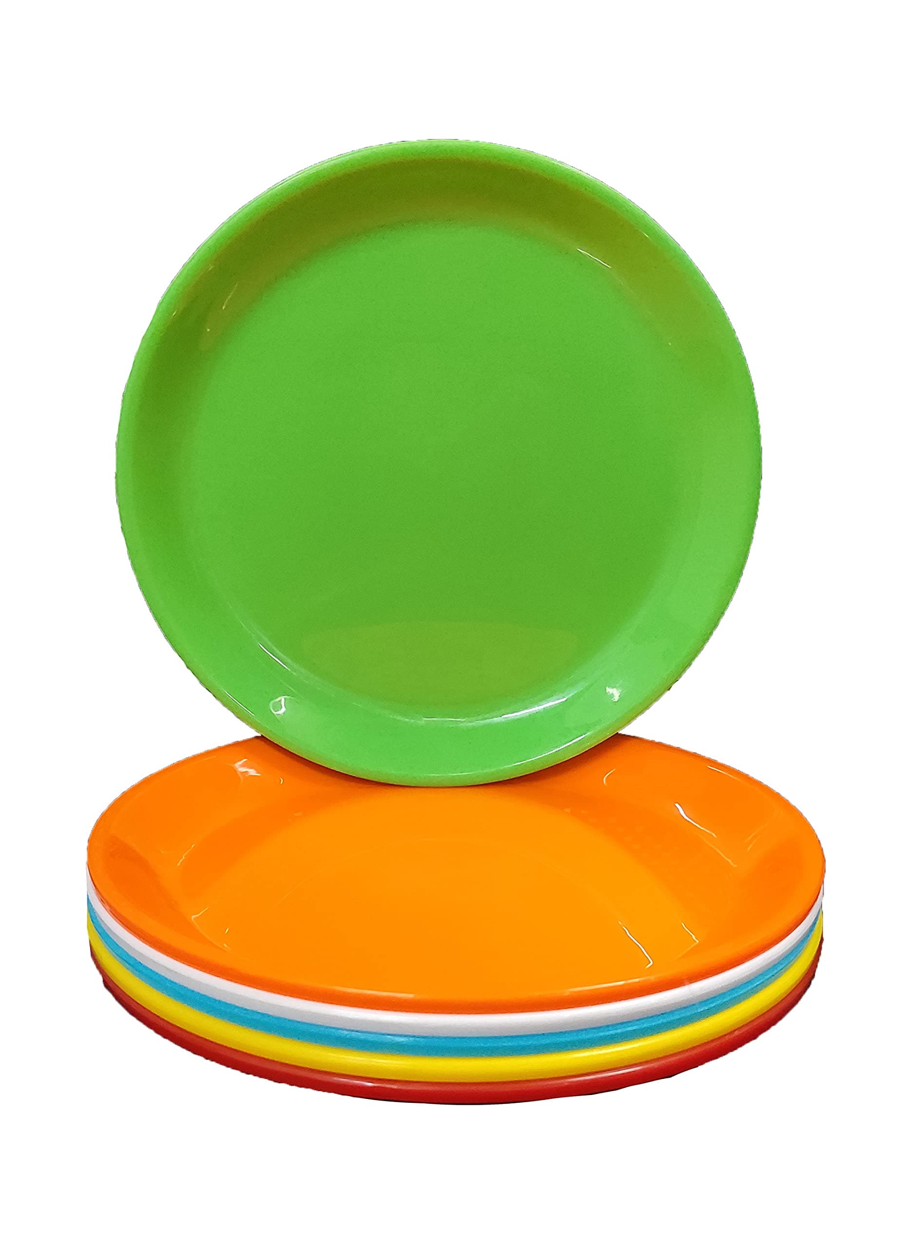 Mehul Plastic Round Shape Quarter Plates Side/Half Plates Set, Microwave Safe, BPA Free, Food Grade, Unbreakable Plates. Set of 6, Size- 19 cm X 19 cm Color - Multicolor