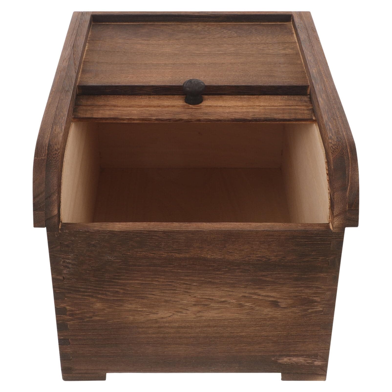 Amosfun Solid Wood Rice Storage Box Grain Storage Bucket Storage Container With Roll-up Blinds As Shown 2