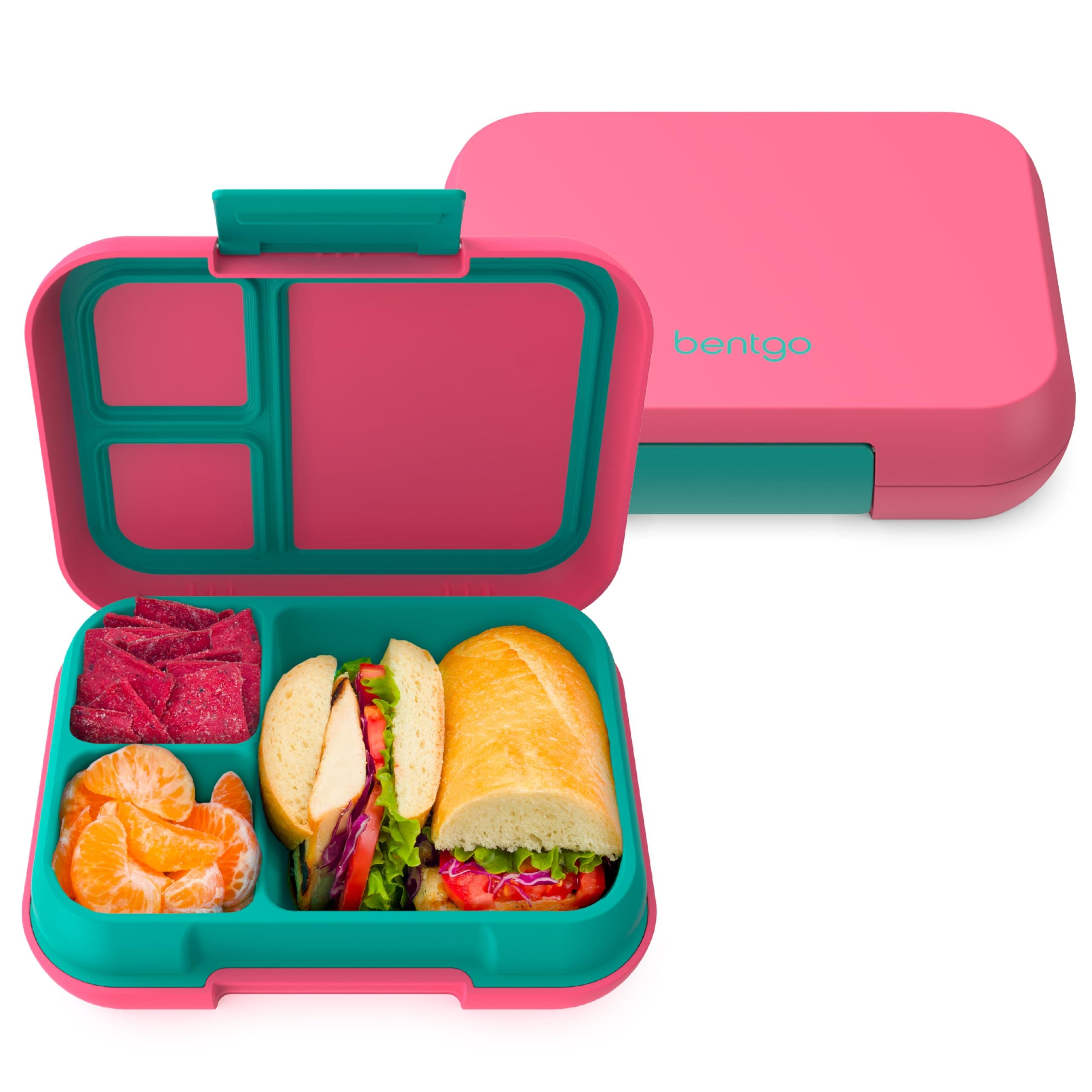 Bentgo® Pop - Leak-Proof Bento-Style Lunch Box with Removable Divider for 3-4 Compartments - Perfect for Kids 8+ and Teens, Microwave/Dishwasher Safe, BPA-Free & Sustainable (Bright Coral/Teal)