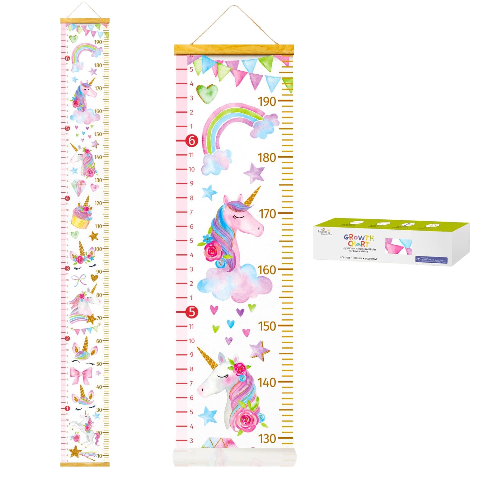 HomeEvolution Kids Growth Chart Height Measuring Chart, Unicorn Canvas Wall Hanging Rulers for Baby Children Girls Bedroom Decor