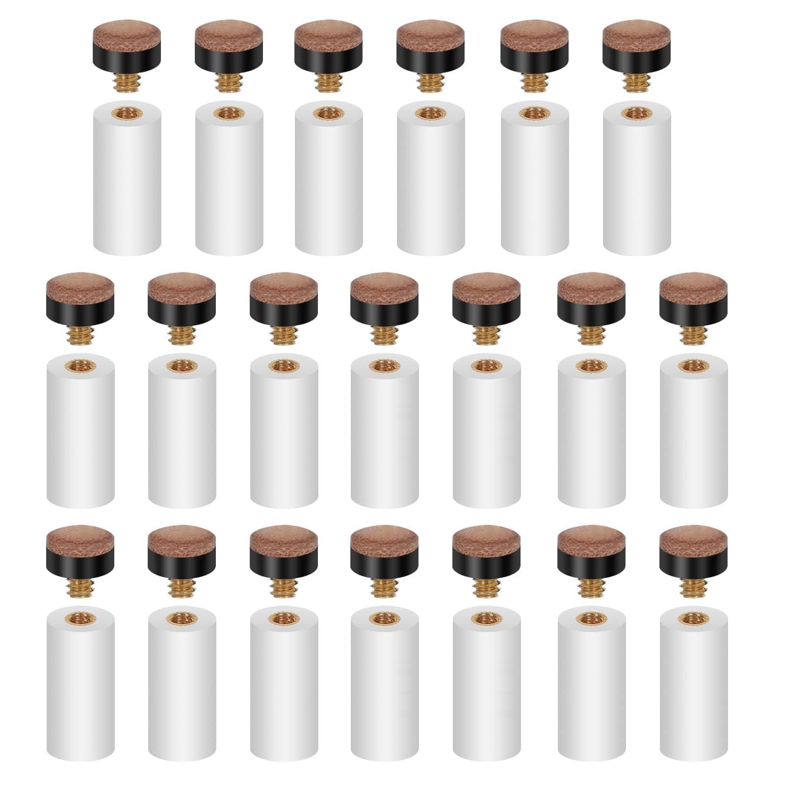 KASTWAVE 20 Pcs 13mm White Billiard Pool Cue Tips Replacement Kit Hard Leather