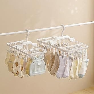 Clothes Drying Rack, Hanging Drying Rack, Multifunctional Clips, Windproof & Non Slip, Partition Structure, Quality Plastic, Foldable Racks with Underwear, Socks, Clothes