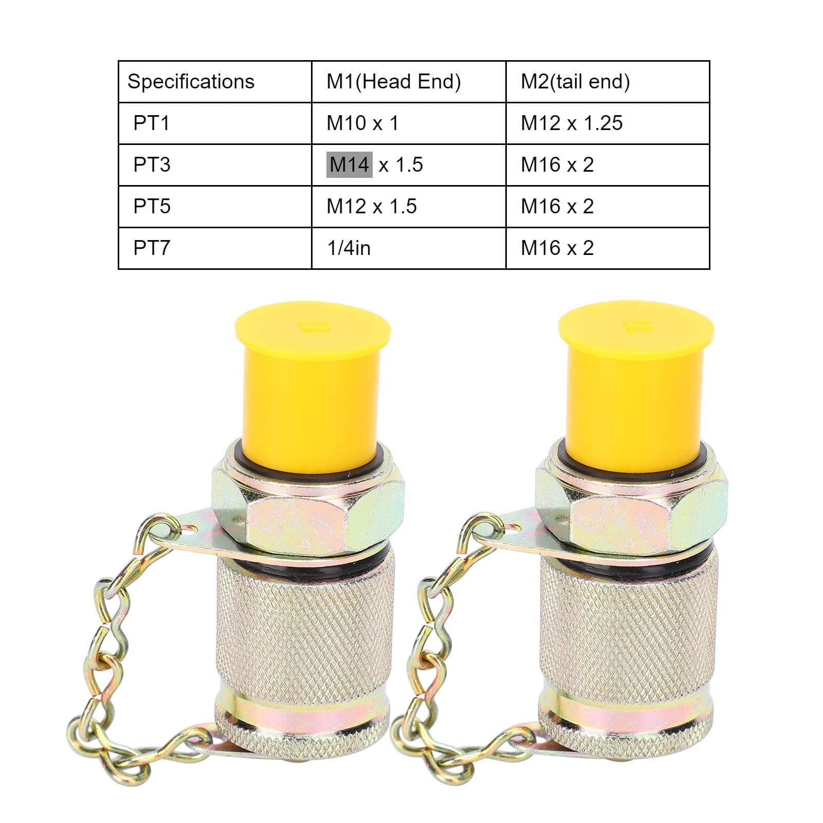 Test Coupling Kit Hydraulic Quick Connect Tractor Couplers Hydraulic Test Adapter High Pressure Test Point for Exhaust for Pressure System for Hydraulic System(M10*1-M12*1.25)