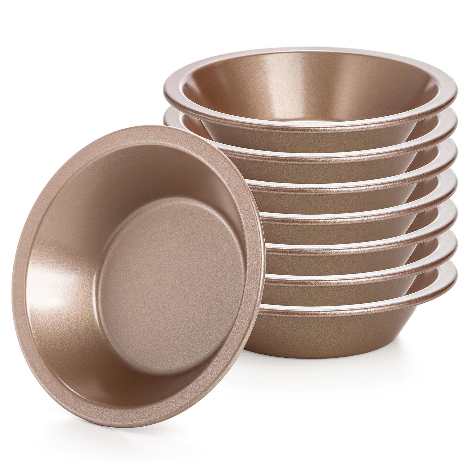 Suwimut 8 Pack Mini Pie Pan Set, 5 Inch Reusable Nonstick Individual Dish Pies Plate Carbon Steel Pie Tins Small Round Metal Bakeware for Baking Pot Pies, Cakes, Quiches, Tarts, Desserts, Christmas