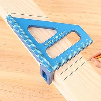 3D Multi-Angle Measuring Ruler,45/90 Degree Aluminum Alloy Woodworking Square Protractor, Miter Triangle Ruler High Precision Layout Measuring Tool for Engineer Carpenter,002BLUE
