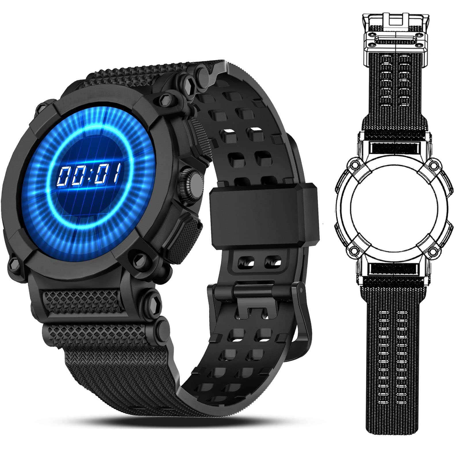 Compatible For Google Pixel Watch Band Clear With Bumper Case Pixel Watch Bands With Protector Case CoverHeavy Duty Sport Military Drop-Proof Tpu Tactical Pixel Watch Strap Women Men