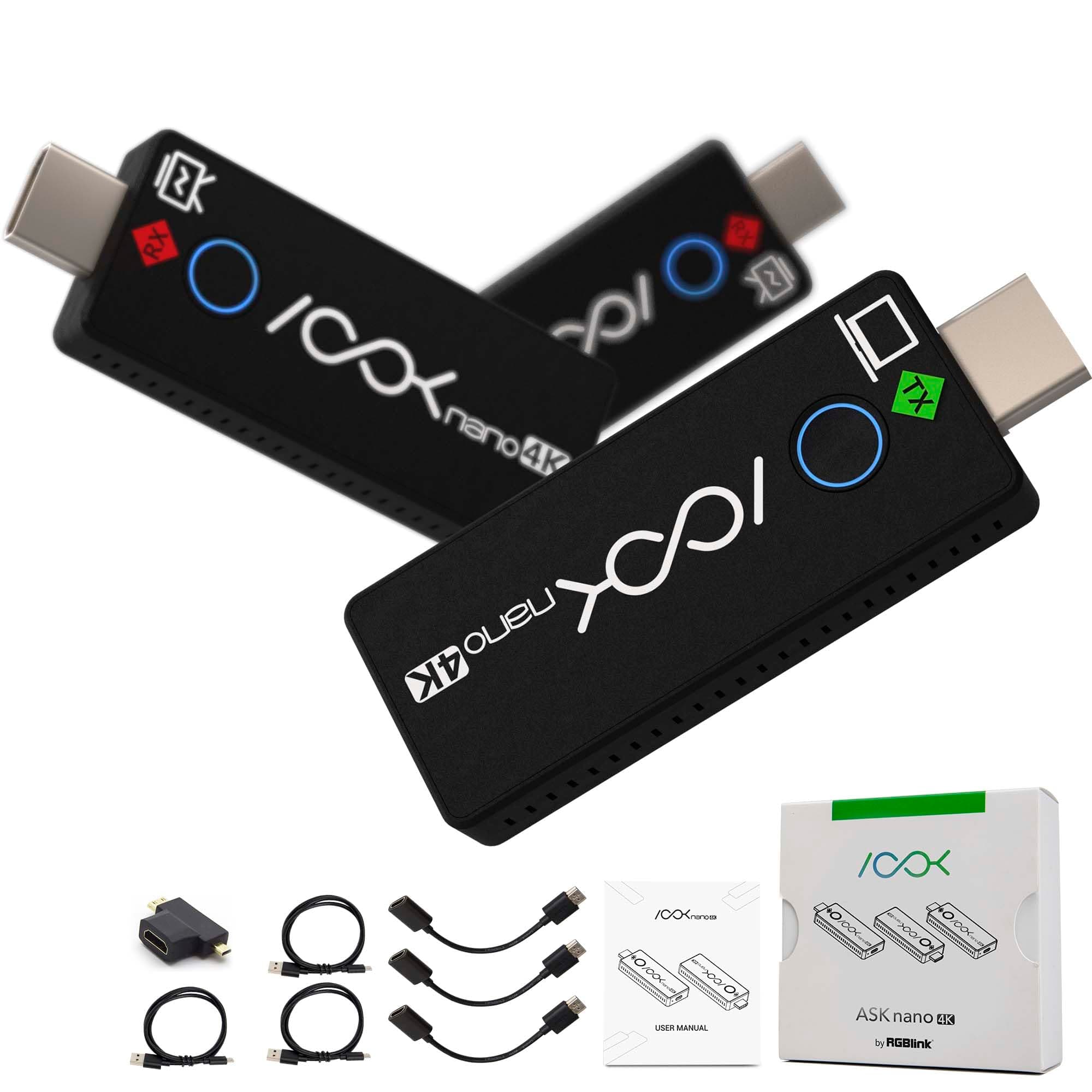 4K Wireless HDMI Transmitter and Receiver Kit,Plug and Play,Wireless HDMI Extender One Transmitter and Two Receivers, Supports Laptop to Dual Monitors for Meetings Live Broadcasts