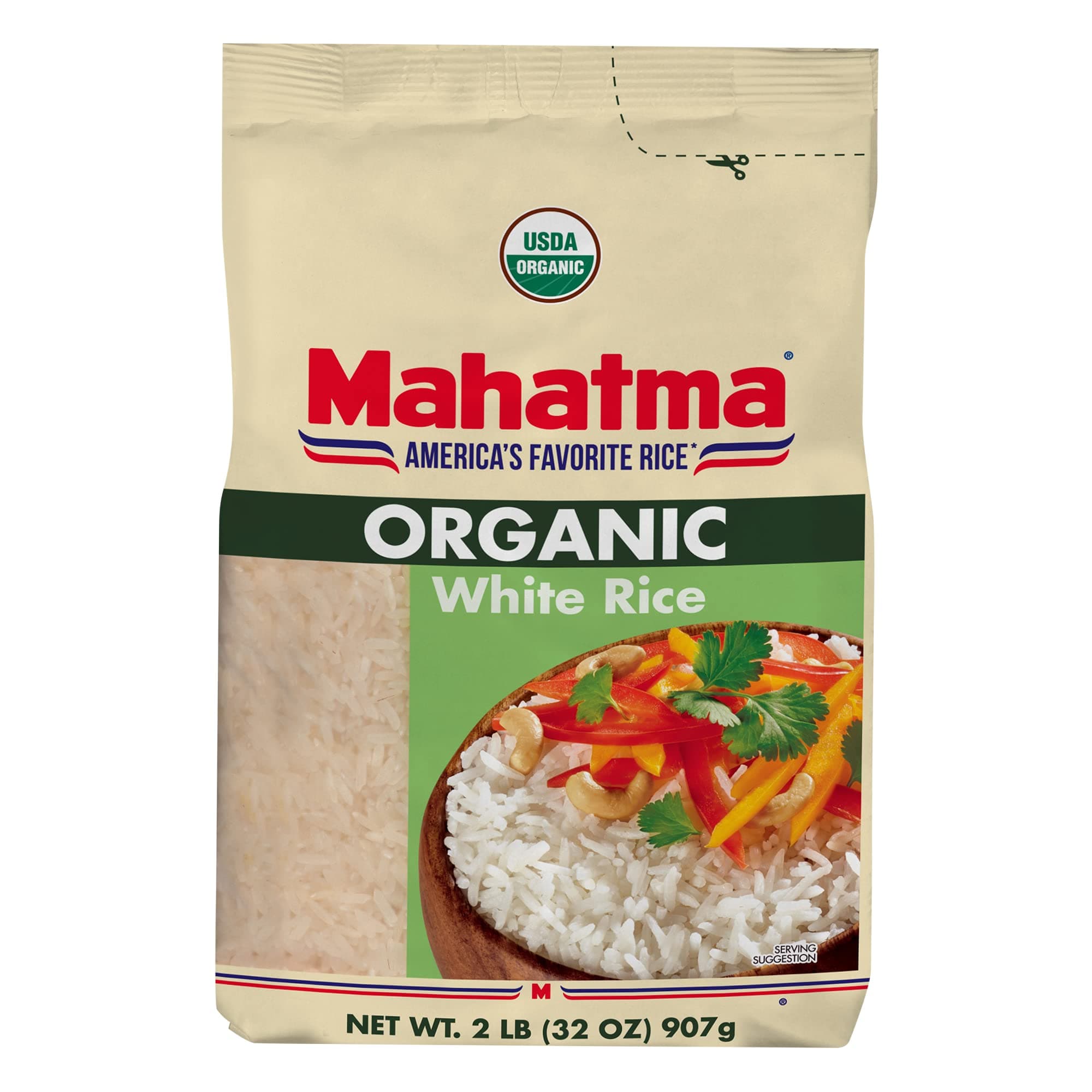 Mahatma Organic White Rice, 2lb Bag