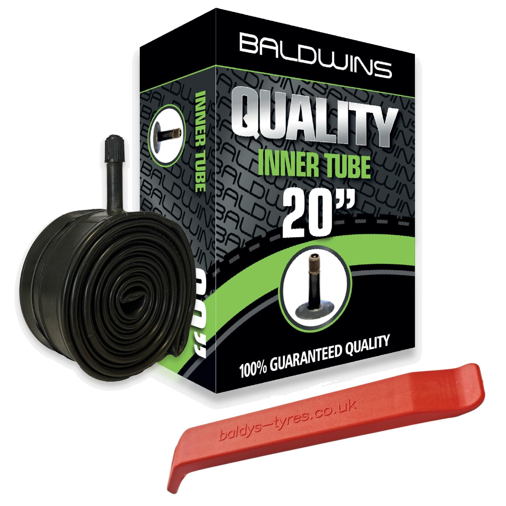 Baldwins FAT Bike Inner Tube 20 x 4.0 to 4.25 Schrader Valve & BALDY'S TYRE LEVER