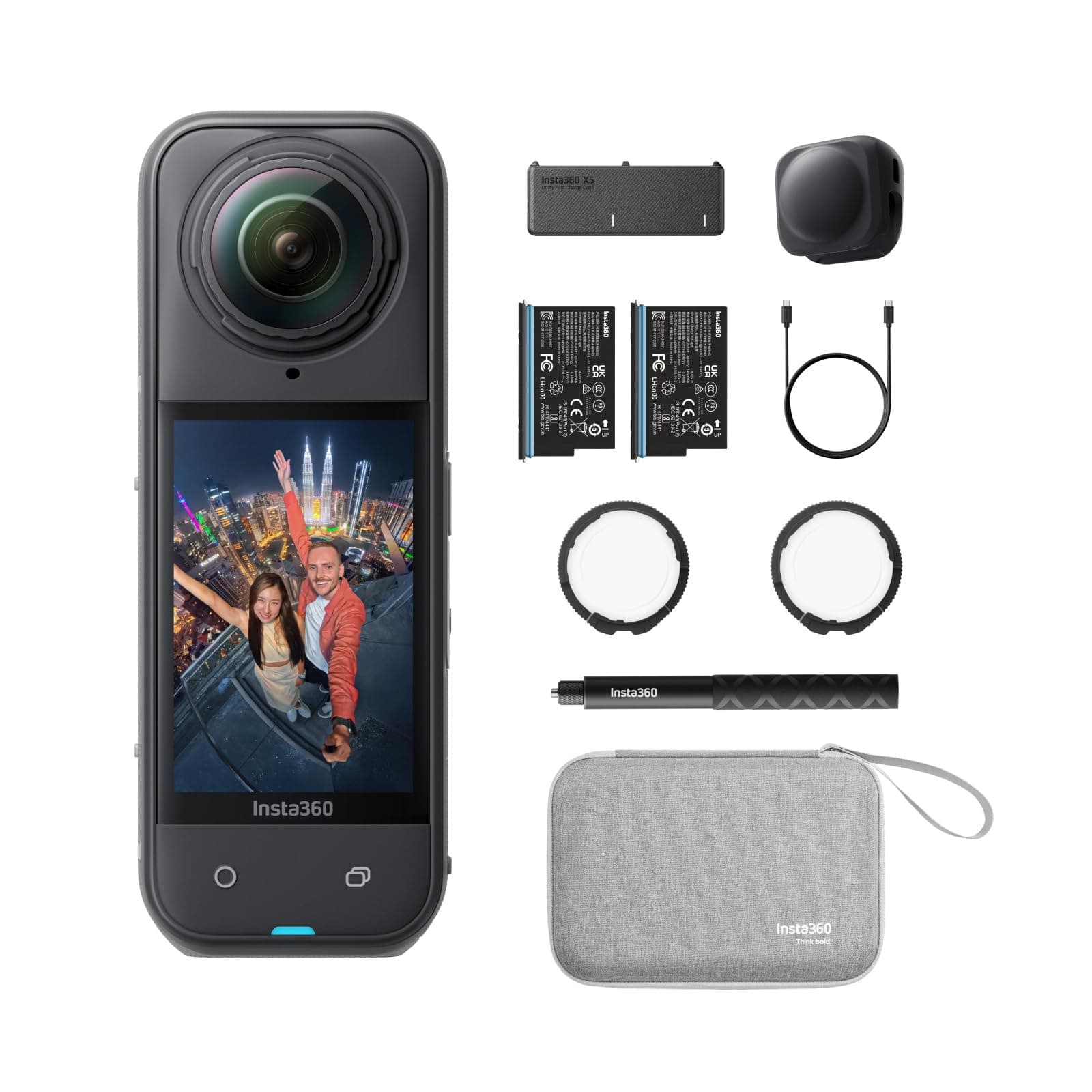 Insta360 X5 Essentials Bundle - Waterproof 8K 360° Action Camera, Leading Low Light, Invisible Selfie Stick Effect, Rugged and Replaceable Lens, 3-Hour Battery, Built-in Wind Guard, Stabilization