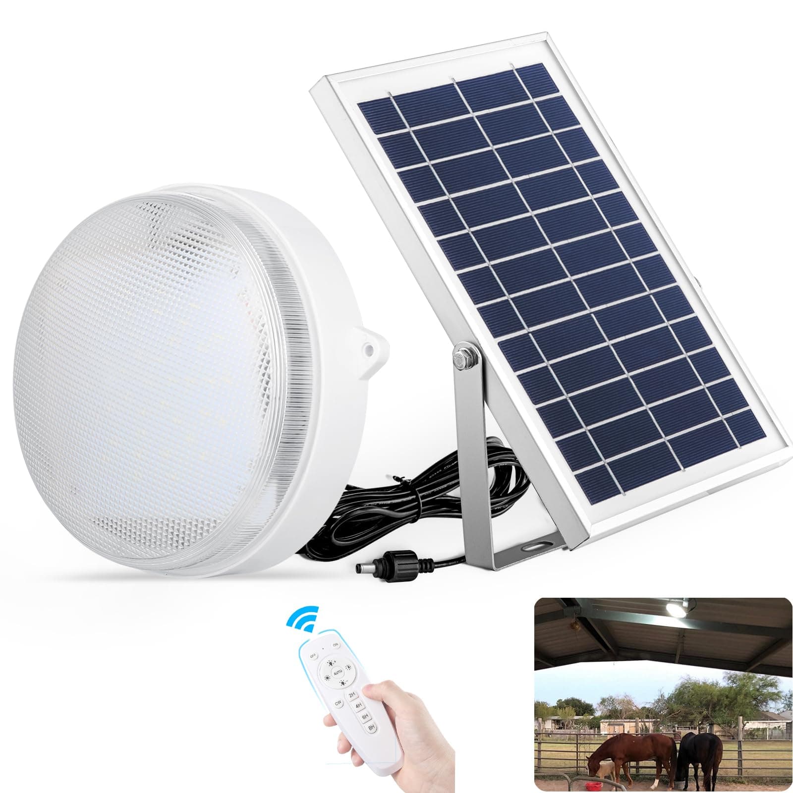Solar Lights Indoor Home, Daytime Dimmable Ceiling Light with Remote, Cool White/Warm White 1000Lumen Outdoor Solar Shed Light with ON/Off Switch for Barn, Porch, Patio, Carpot, Chicken Coop
