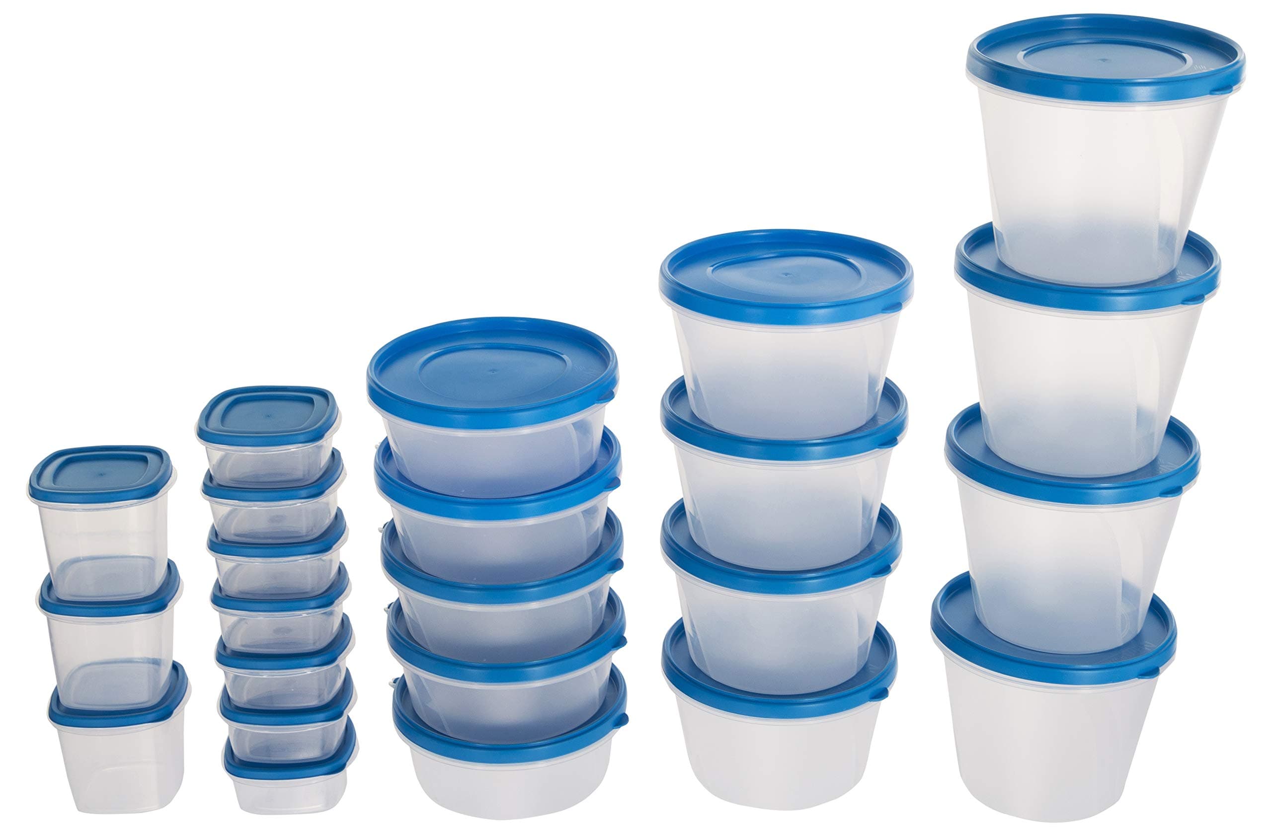 SIMPARTE Nesterware Plastic Airtight Storage Containers with Lid for Kitchen Organizer, Storage, Boxes,Snacks, Stackable, Modular, BPA Free - 23 Pieces, Blue