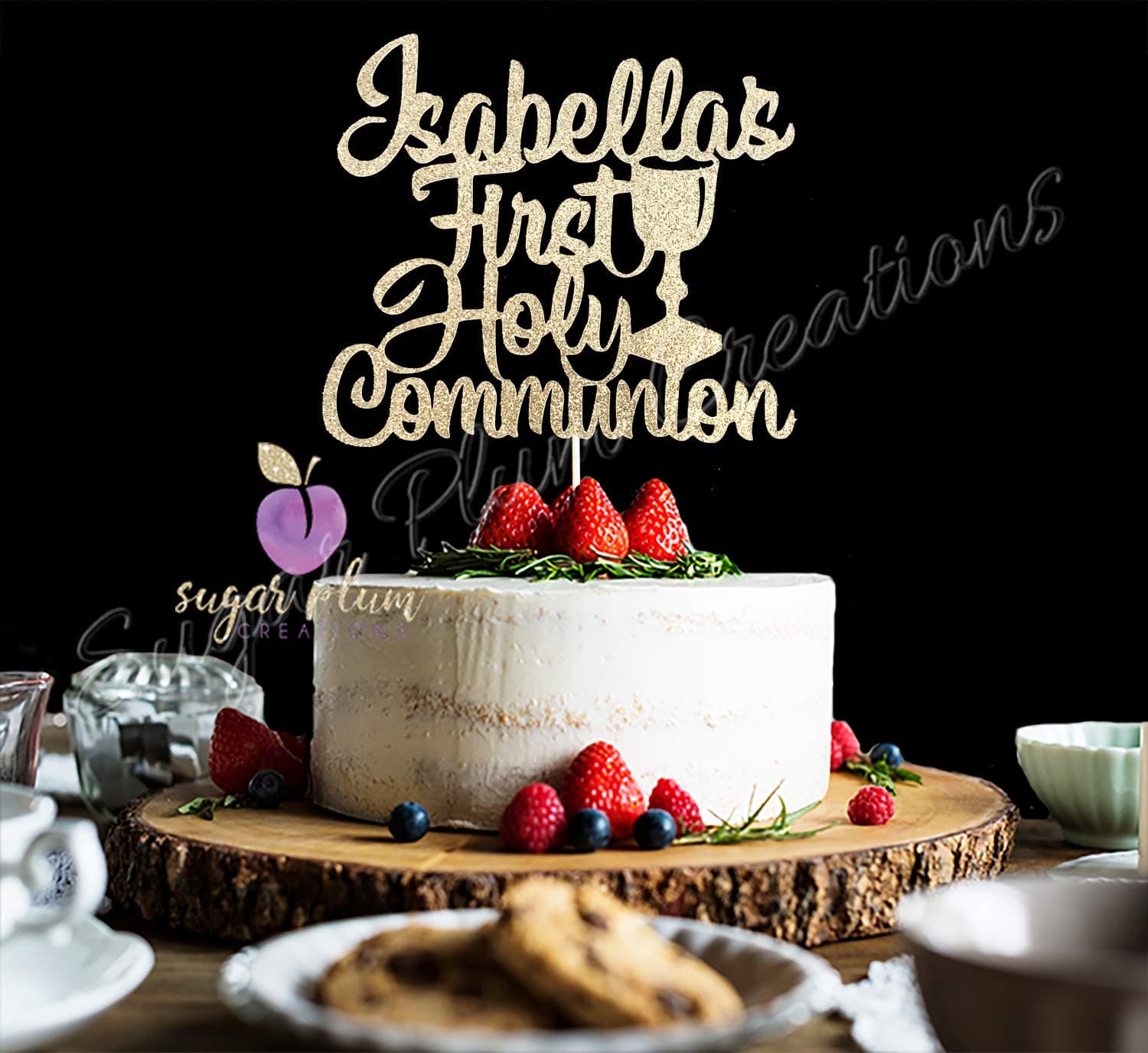 Custom First Communion Cake Topper, Personalized First Commuion Cake Topper