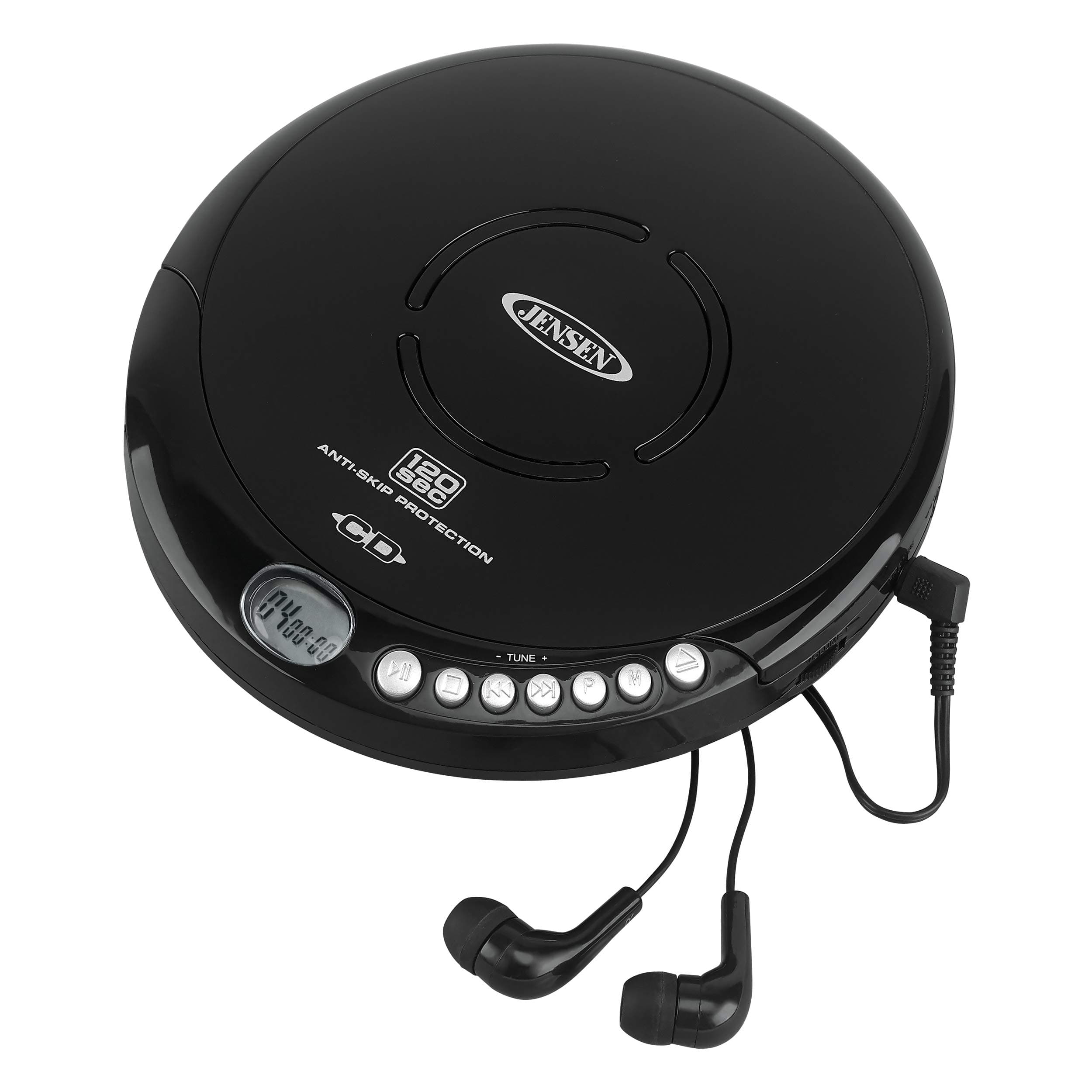 Portable CD-120 Portable Personal CD Player Compact 120 SEC Anti-Skip CD Player – Lightweight & Shockproof Music Disc Player & FM Radio Pro Sport-Earbuds for Kids & Adults (Black)