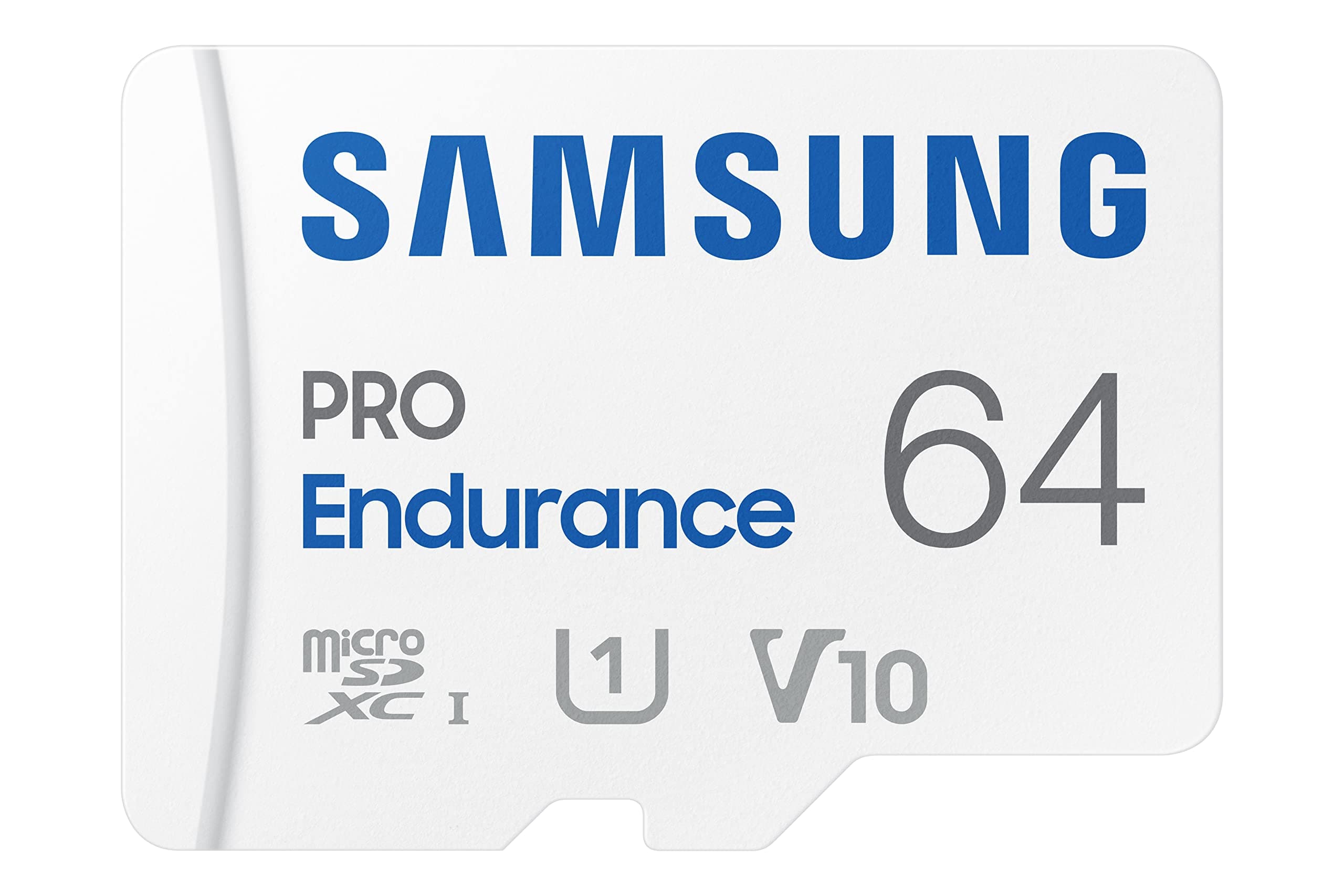 SAMSUNG PRO Endurance 64GB MicroSDXC Memory Card with Adapter for Dash Cam, Body Cam, and security camera – Class 10, U1, V10 (MB-MJ64KA/AM)
