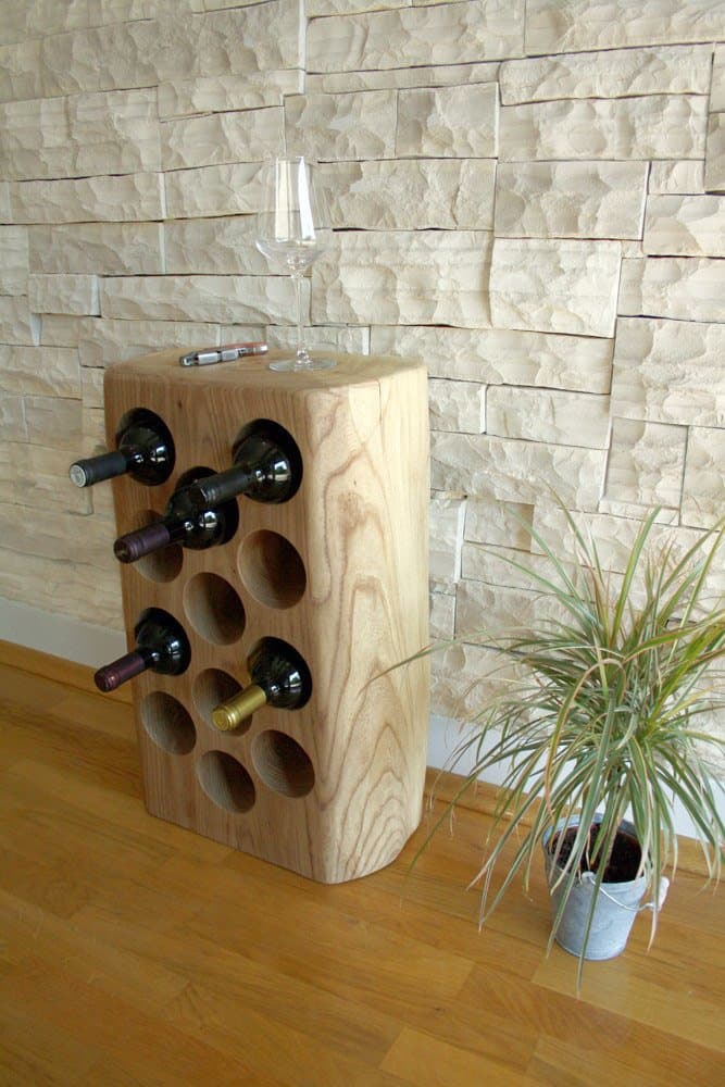 Field Maple wine rack for 12 bottles/sculpture/massive/solid wood/exclusive gift/rustic wine rack/bottle storage/bottle holder