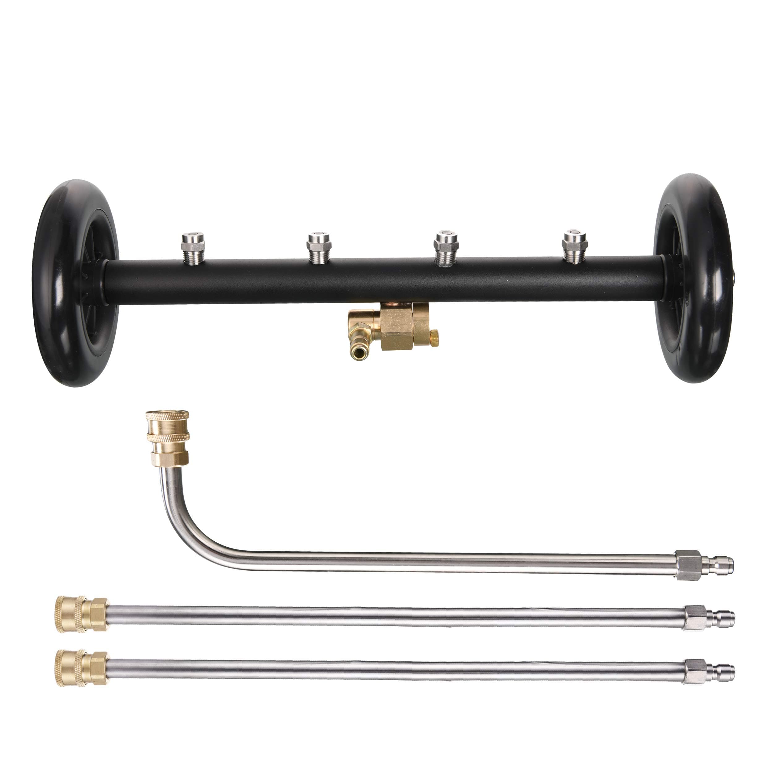 Tool Daily Dual-Function Undercarriage Cleaner,Surface Cleaner for Pressure Washer, 16 Inch, Underbody Car Wash Water Broom with 3 Pieces Extension Wand, 4000 PSI